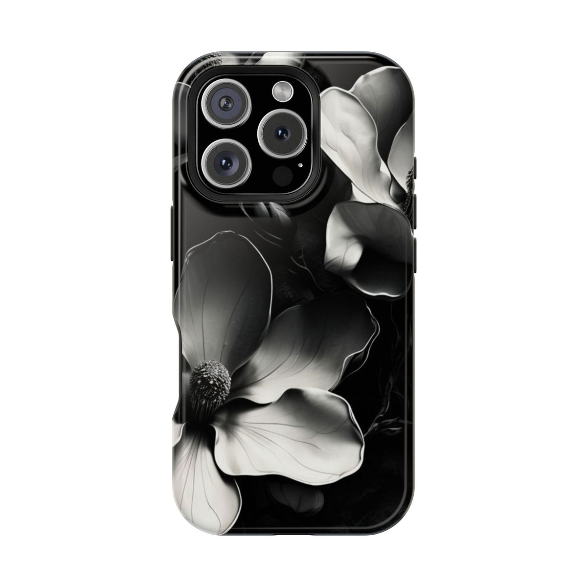 Monochrome Magnolia iPhone MagSafe Case