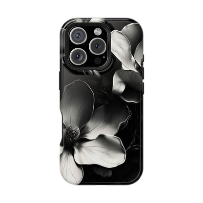 Monochrome Magnolia iPhone MagSafe Case