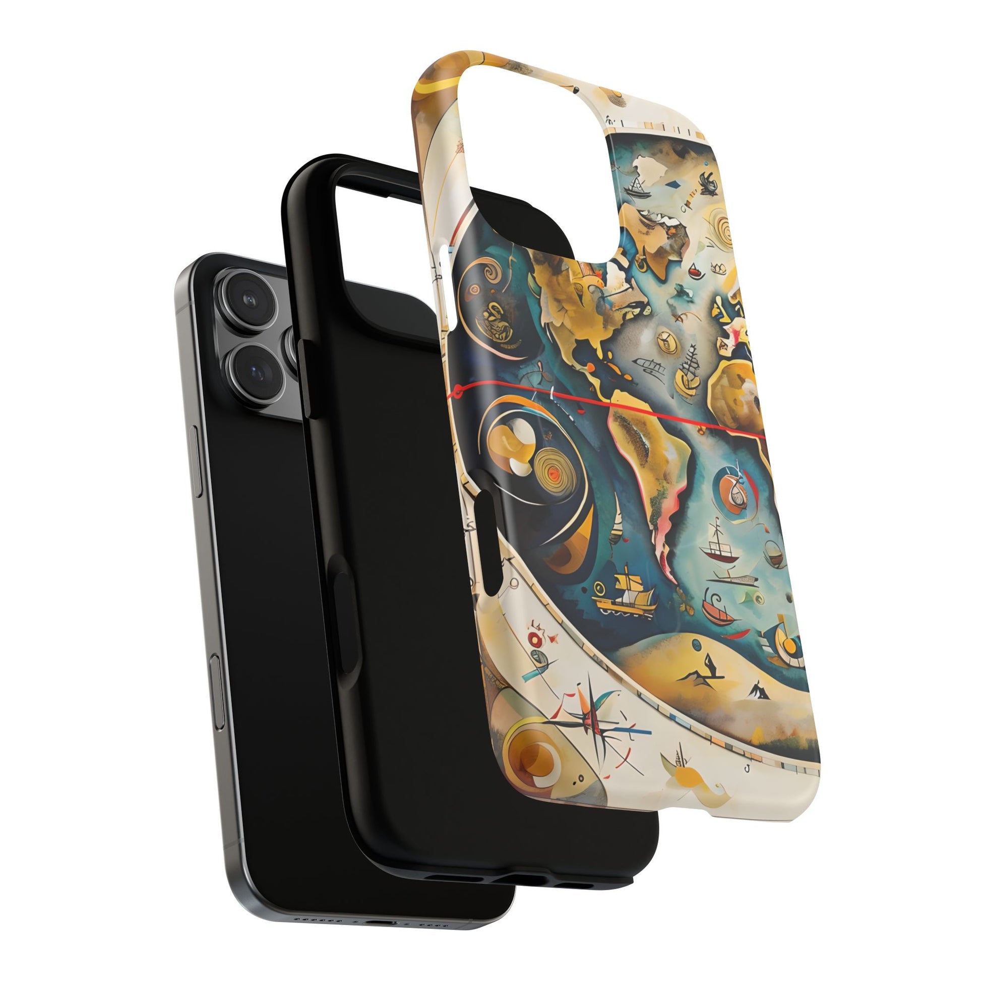 Celestial Map iPhone 16 Pro Max MagSafe Phone Case -Vintage Nautical World Map, Artistic Blue & Gold