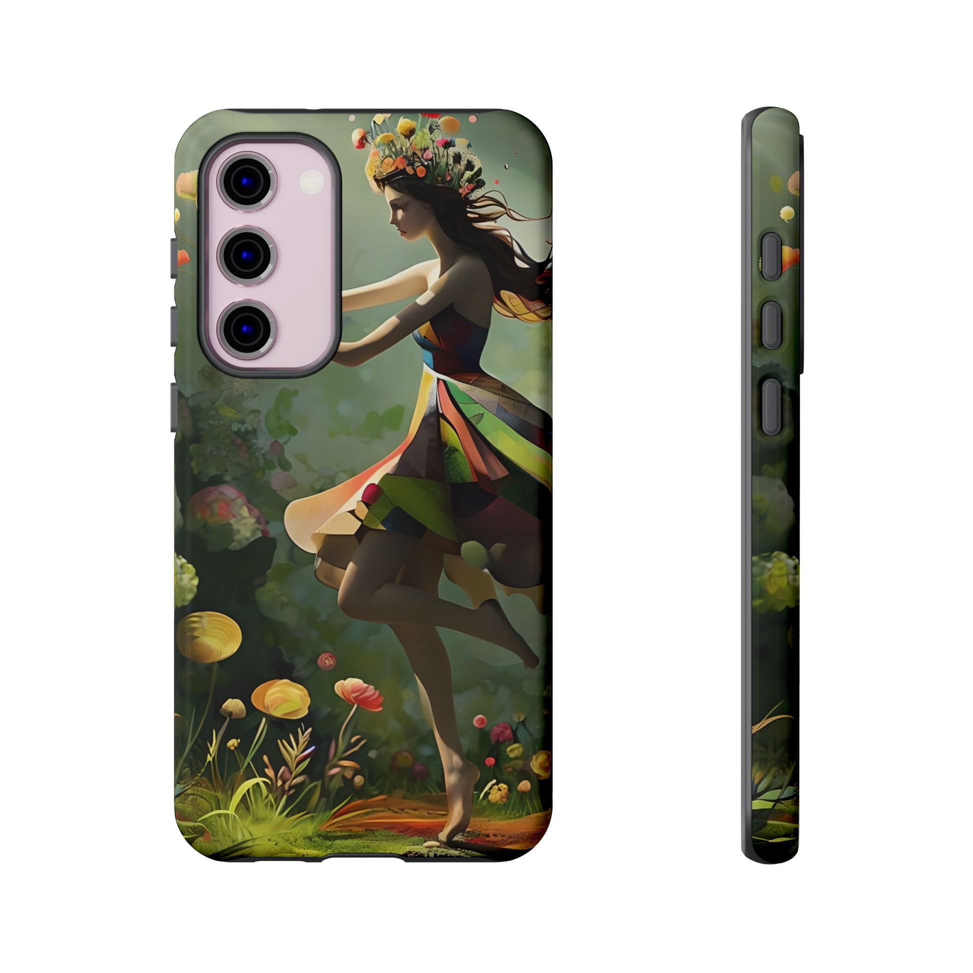 Dancing Wildflower Muse Samsung Galaxy S23 Plus Tough Case - Artistic Floral Fantasy Cover - Whimsical Nature-Inspired Protective Accessory