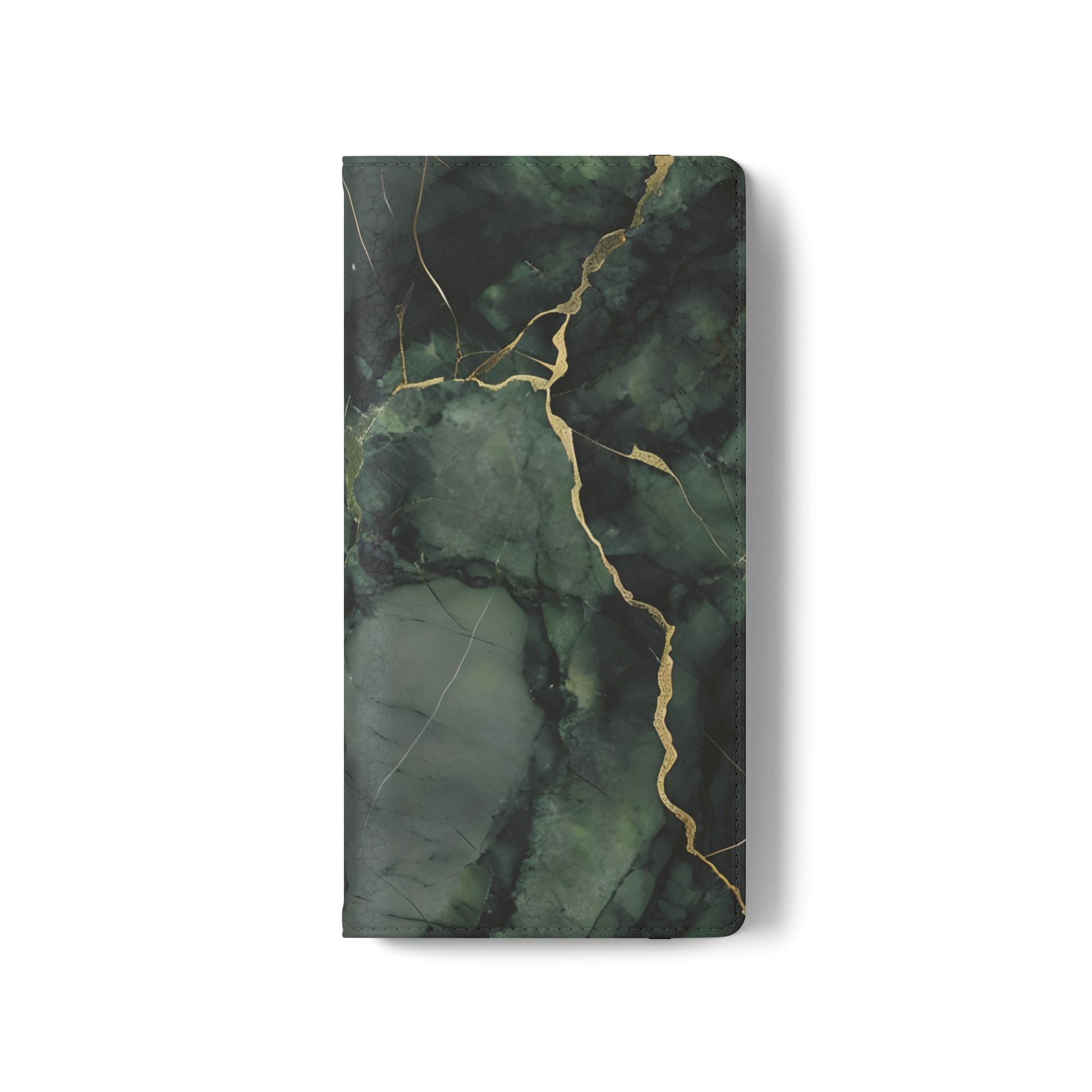 Verdant Vein - Flip Phone Case for Samsung Galaxy S21 Plus - Green and Gold Marble Design