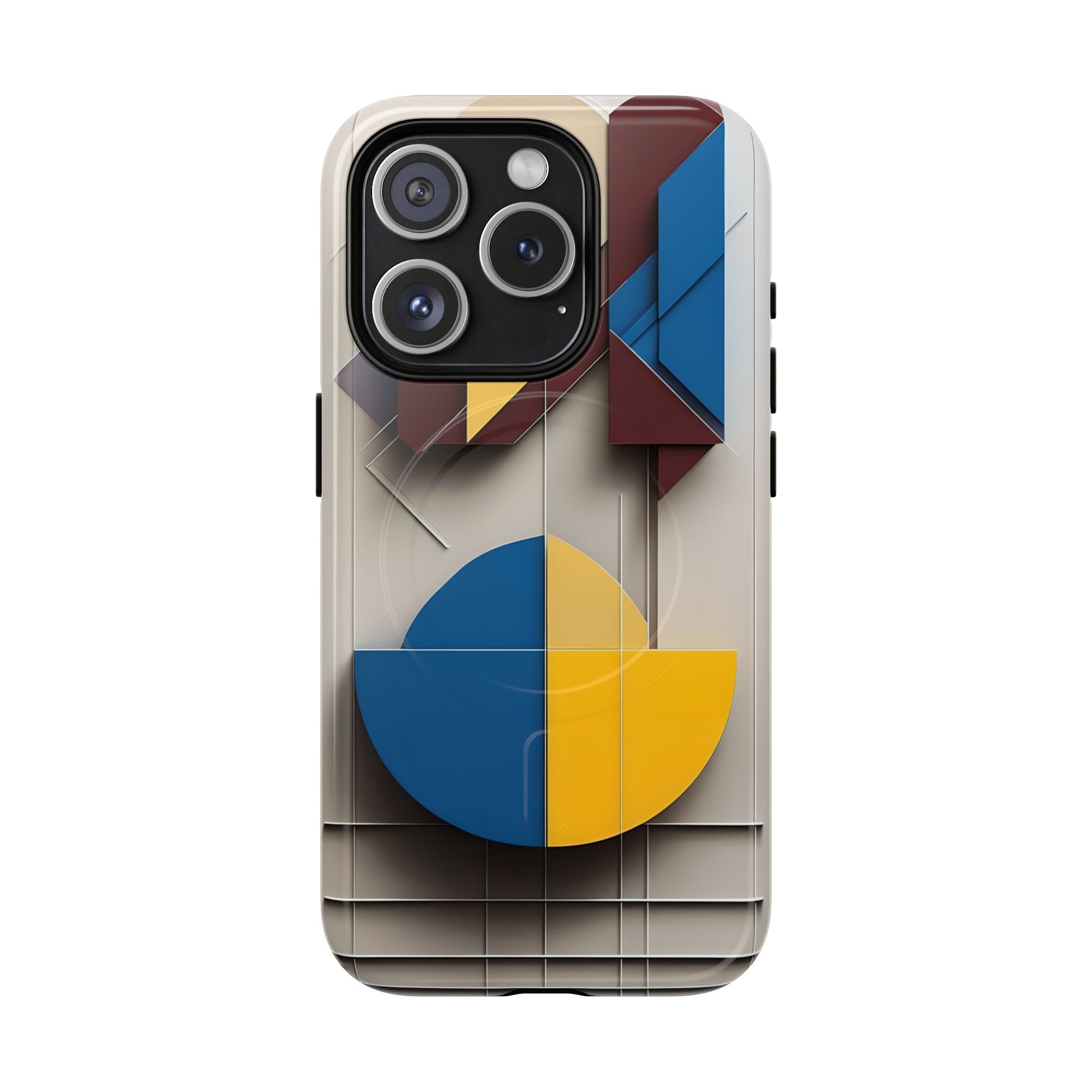 Chromatic Construct iPhone 15 Pro MagSafe Phone Case -Modern Geometrical Design, Primary Colors