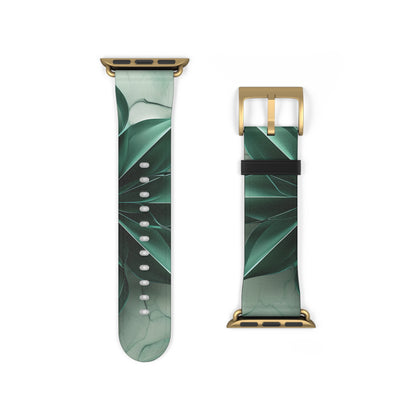 Emerald Bloom Apple Watch band strap with gold clasp featuring elegant emerald, green botanical design