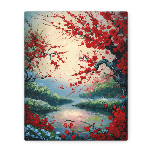 Crimson Blossom - Bold Floral Vertical Wall Art in Vibrant Reds