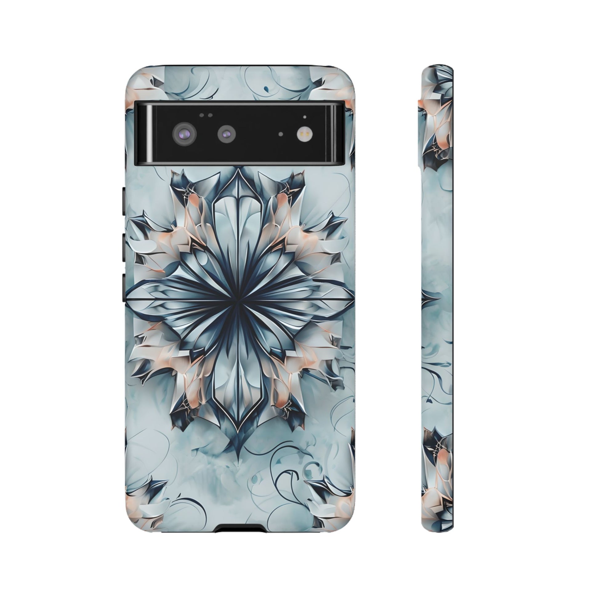 Indigo Mirage - Artistic Kaleidoscope Collection Artistic Floral - Google Pixel 6 Tough Phone Case - Bold Indigo Symmetrical Design