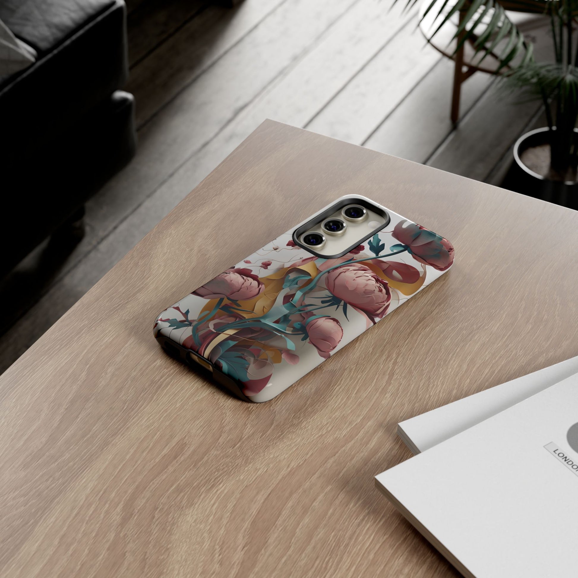 Blushing Peony Veil - Elegant Painterly Floral Samsung Galaxy S23 Tough Phone Case - Soft Blush & Teal Peony Design