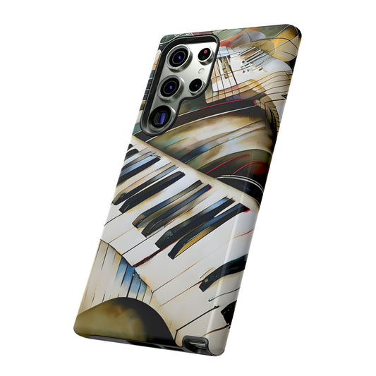 Ivory Cascade piano keyboard artwork Samsung Galaxy phone case angled view