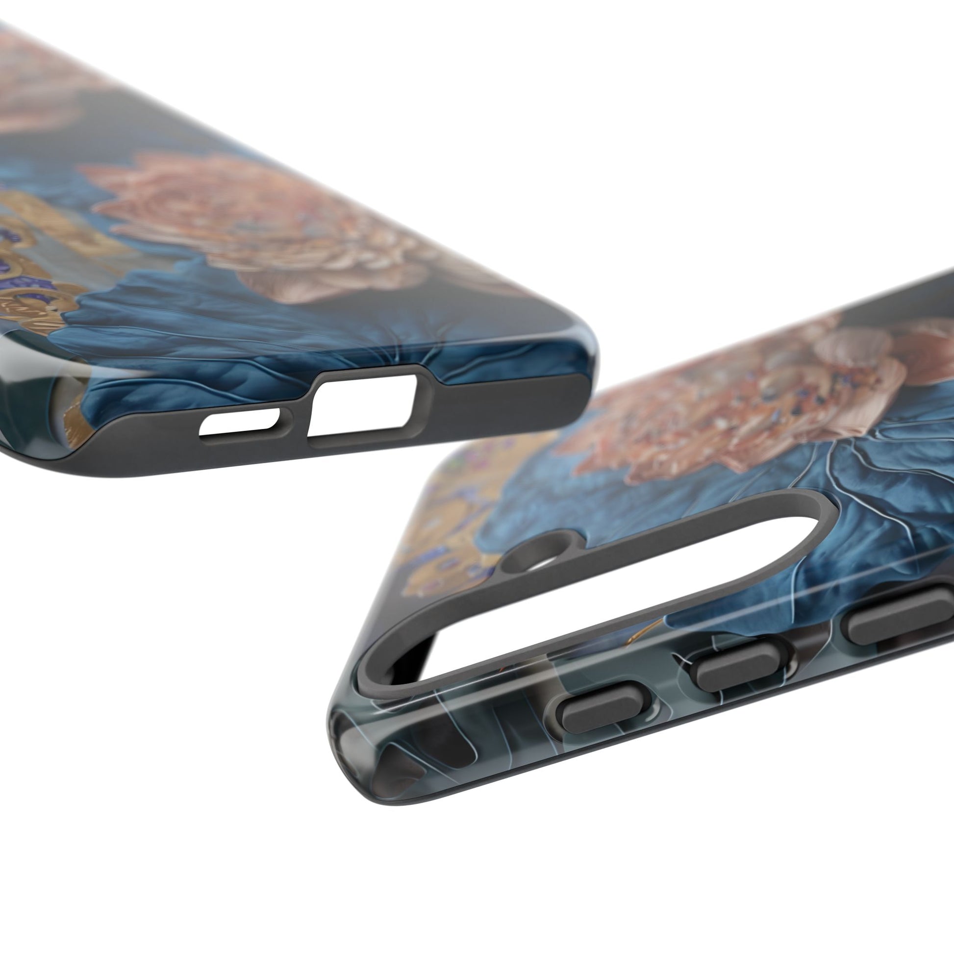 Peony Midnight Tapestry - Samsung Galaxy S25 Plus - Elegant Blue & Blush Artful Phone Cover
