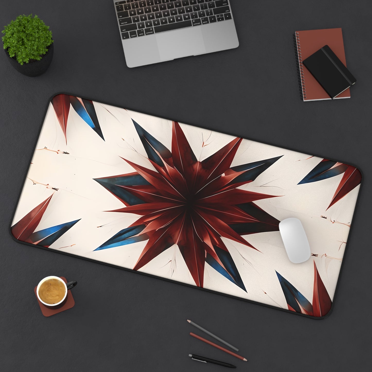 Garnet Starburst Desk Mat - Premium Office Desk Pad, 3 Sizes Available, Artistic Workspace Protection