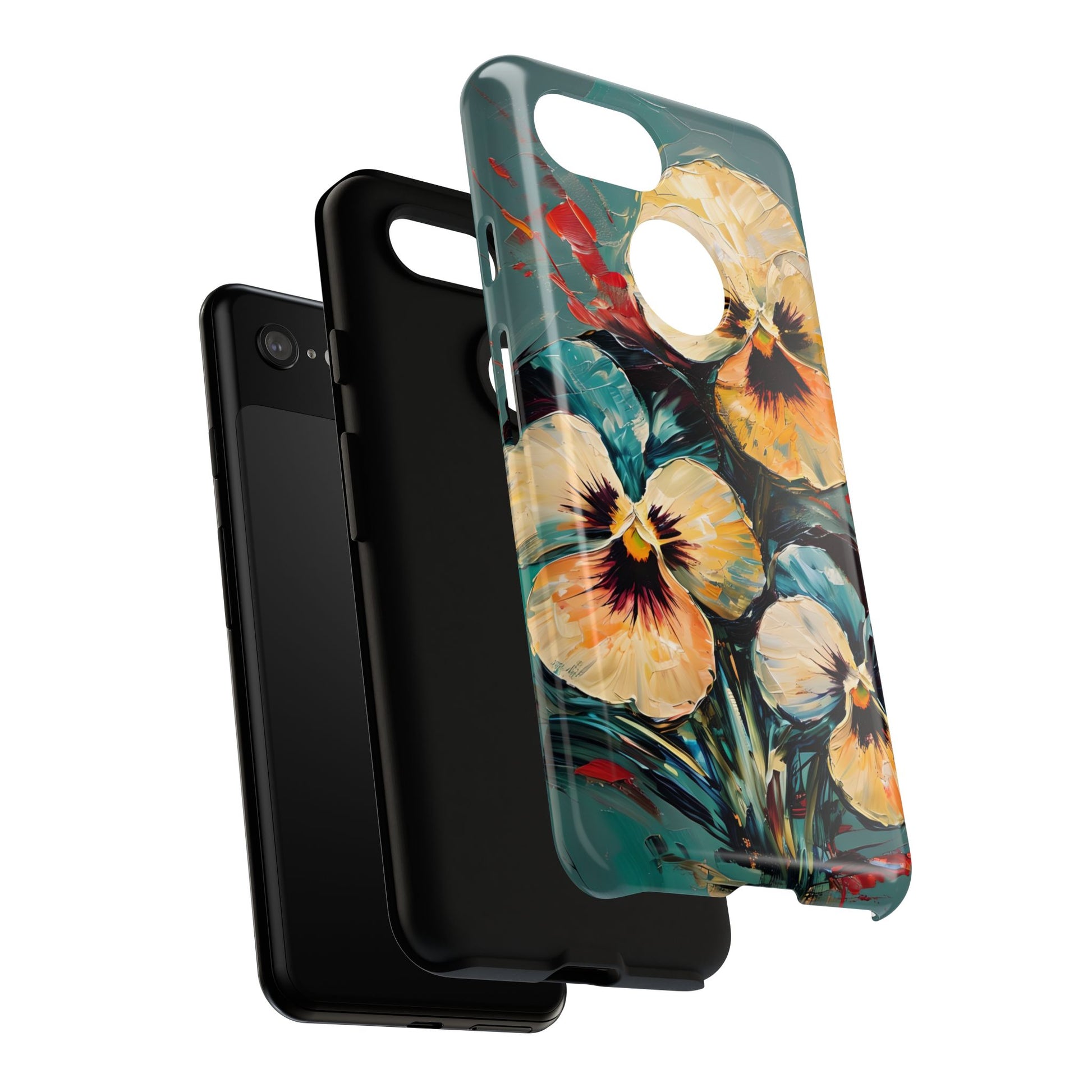 Golden Pansy Cascade Tough Case for Google Pixel 3 - Floral Artistic Shockproof Cover, Elegant Protective Phone Case