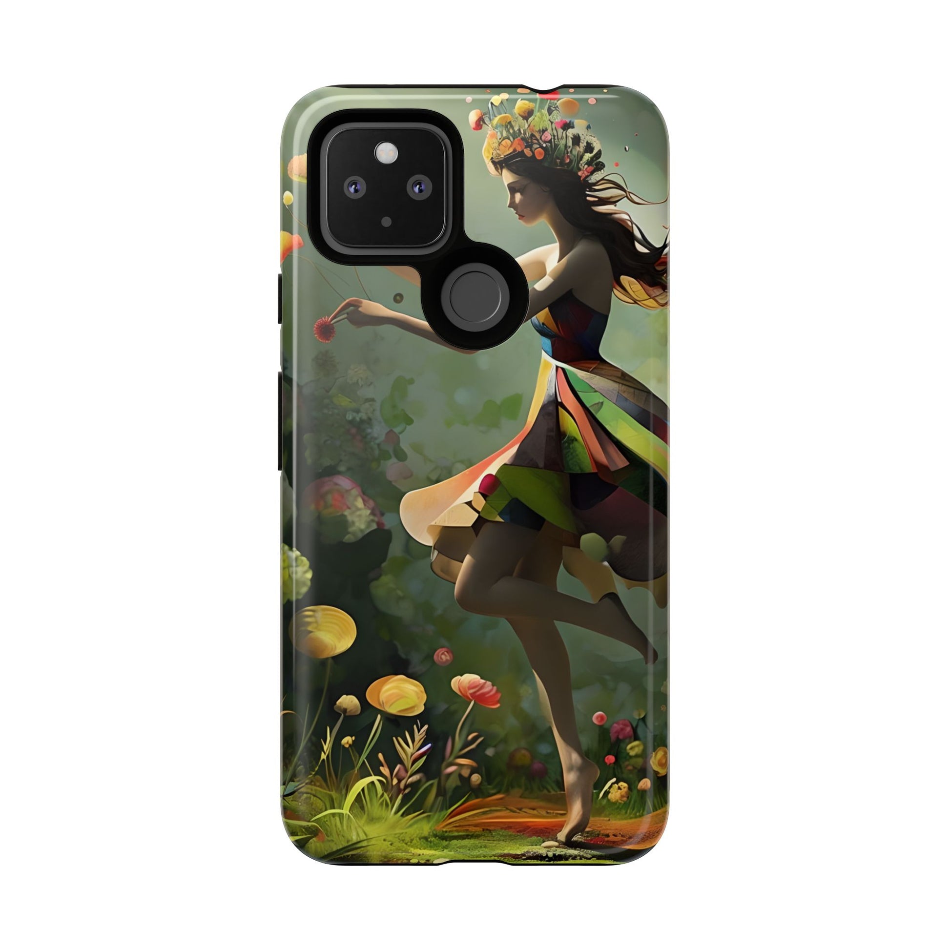 Dancing Wildflower Muse Google Pixel 4a 5G Tough Case - Artistic Floral Fantasy Cover - Whimsical Nature-Inspired Protective Accessory