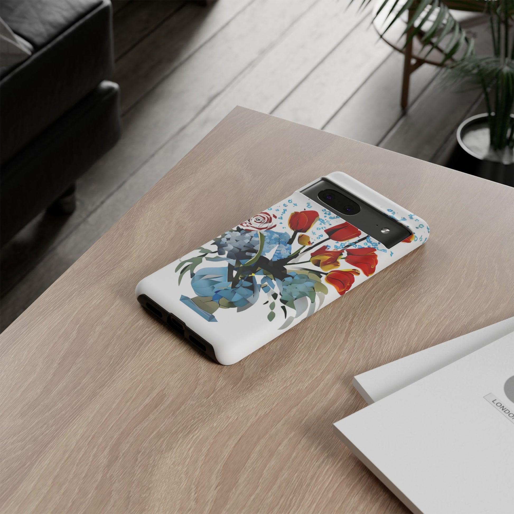 Bouquet Brilliance - Artistic Floral Google Pixel 7 Tough Phone Case - Vibrant Tulip, Rose & Hydrangea Design