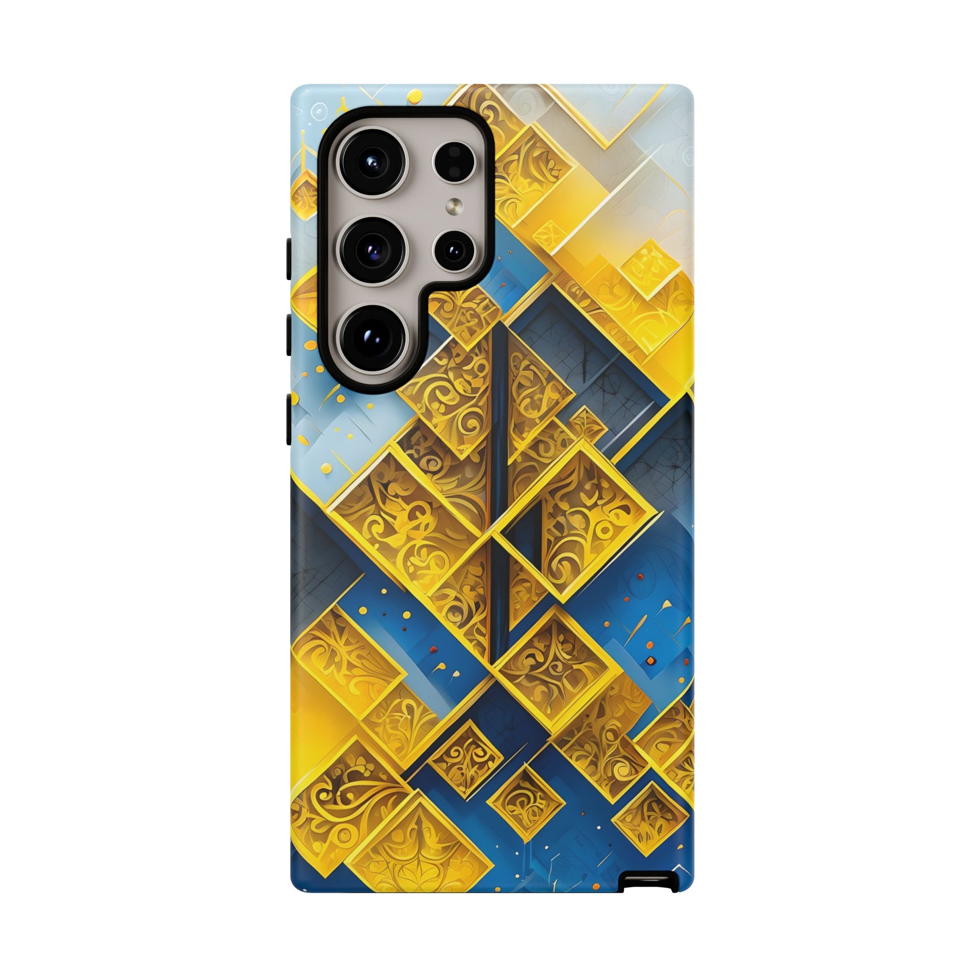 Golden Ascent Luxe Geometric Samsung Galaxy S24 Ultra Tough Case - Elegant Abstract Gold Design