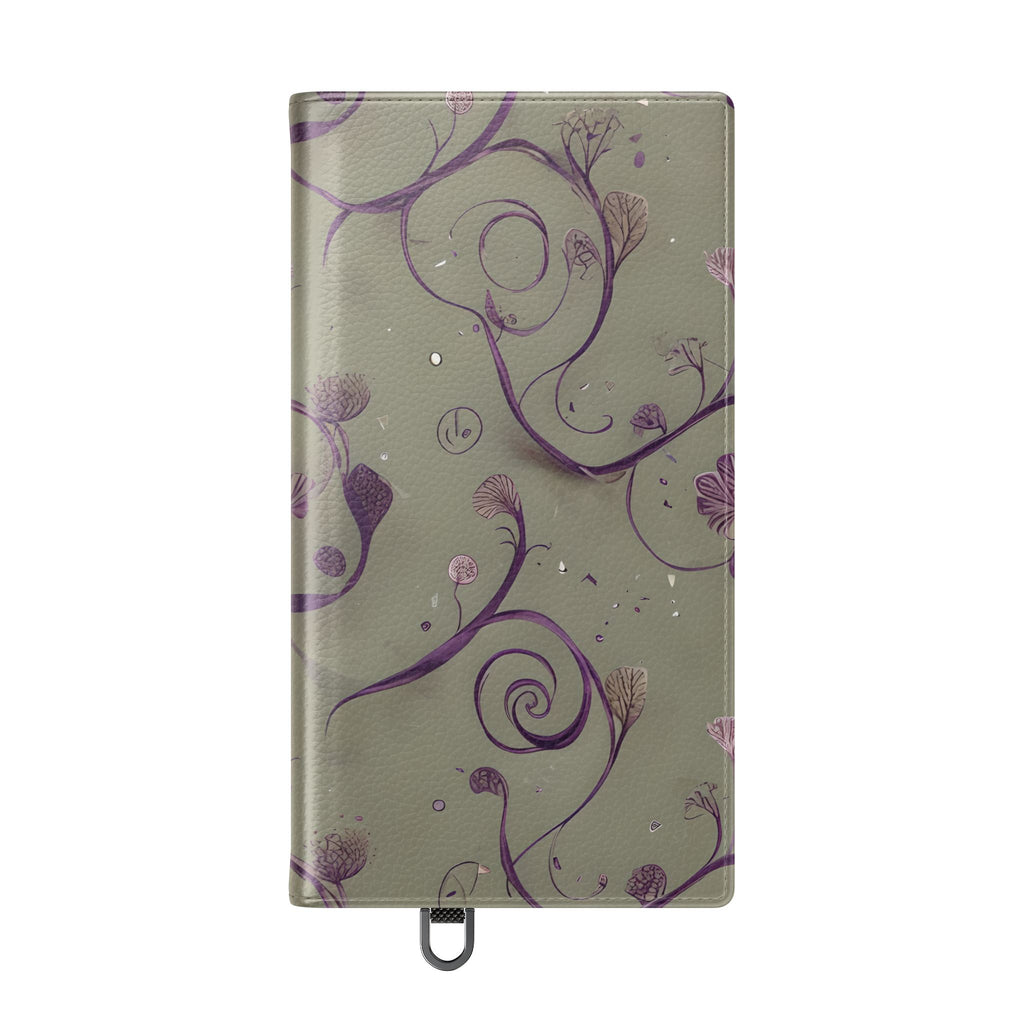 Twilight Thistle Bloom Wallet Phone Case - Elegant Purple Floral Vine Flip Cover for Samsung Galaxy S24 Ultra