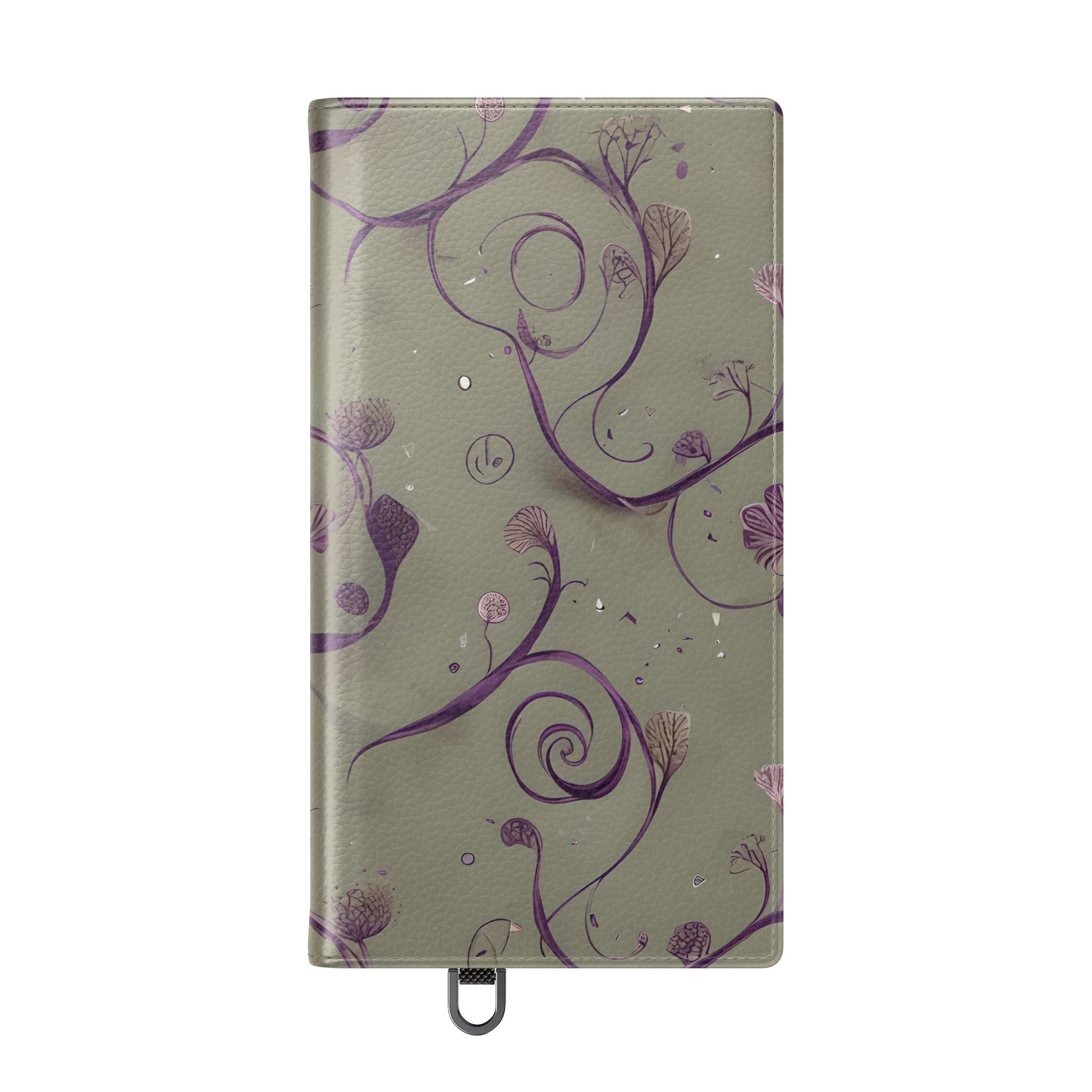 Twilight Thistle Bloom Wallet Phone Case - Elegant Purple Floral Vine Flip Cover for Samsung Galaxy S24 Ultra