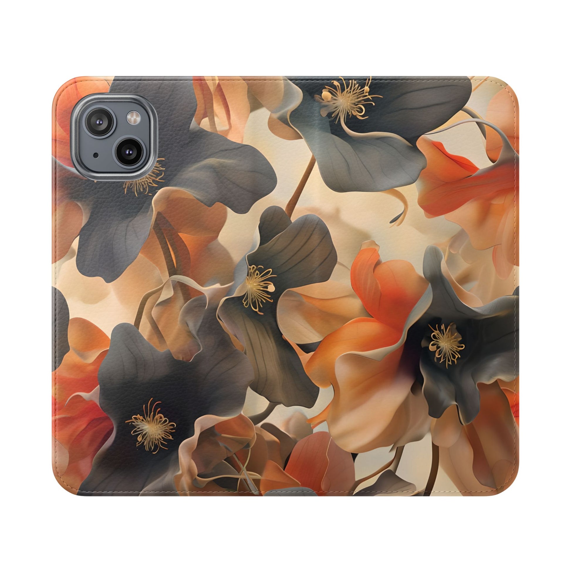 Autumn Ember Wallet Phone Case - Modern Primary Color Design - Flip Cover for iPhone 14 Plus