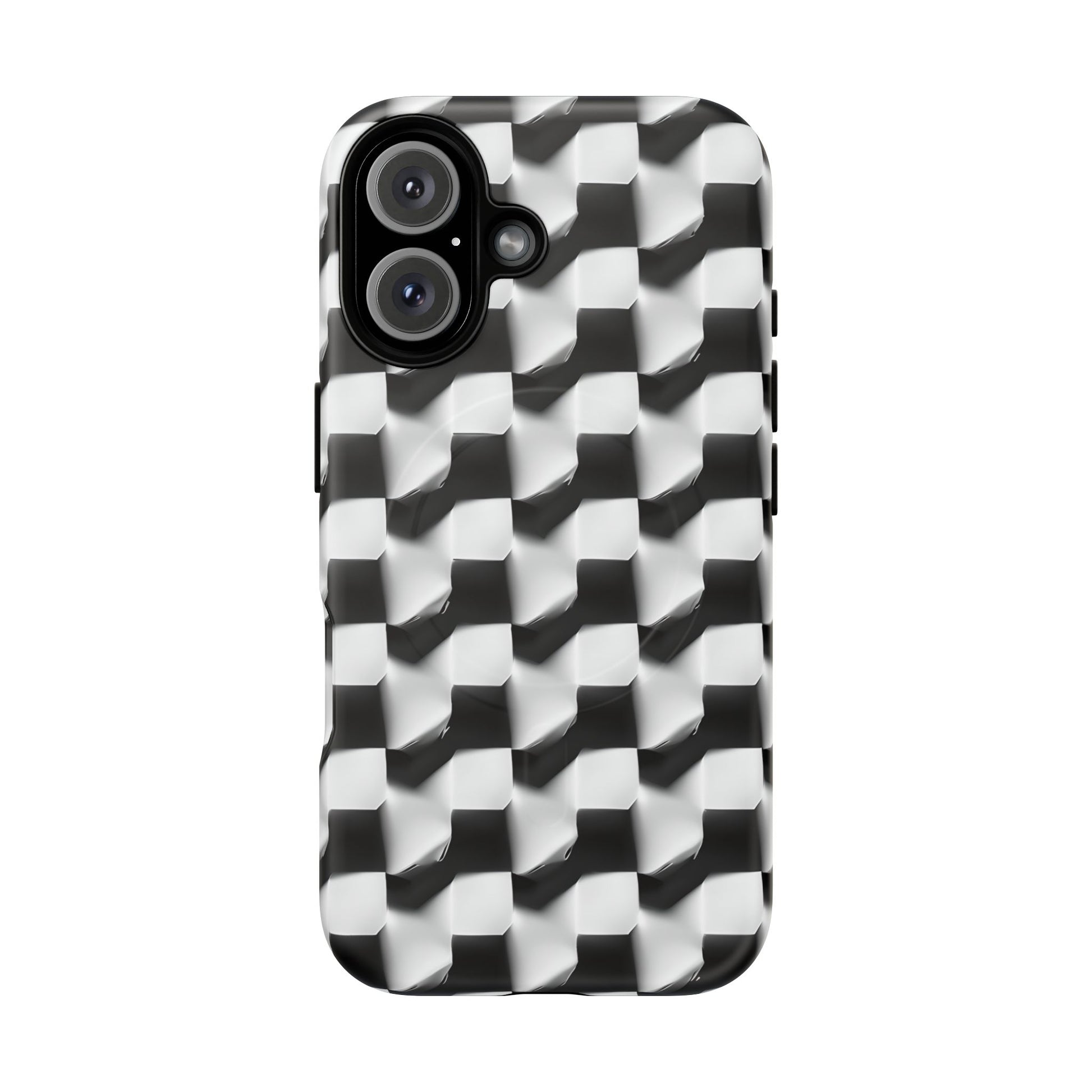 Monochrome Grid - iPhone 16 MagSafe Phone Case - Bold, Modern Black & White Design