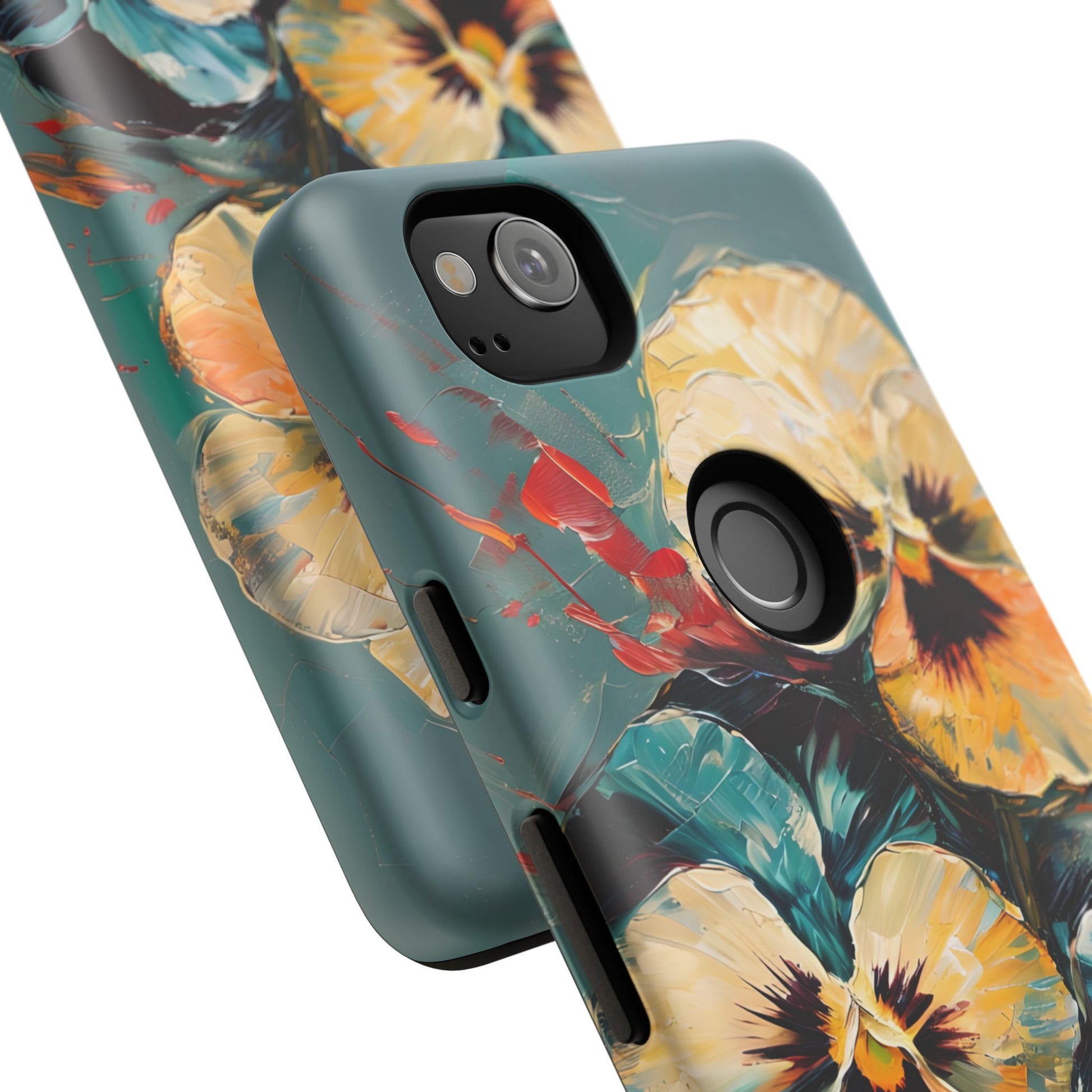 Golden Pansy Cascade Tough Case for Google Pixel 2 - Floral Artistic Shockproof Cover, Elegant Protective Phone Case