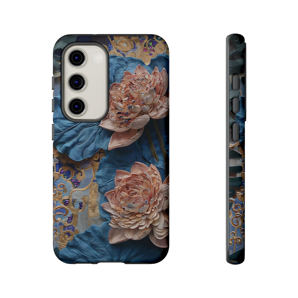 Peony Midnight Tapestry - Samsung Galaxy S23 - Elegant Blue & Blush Artful Phone Cover