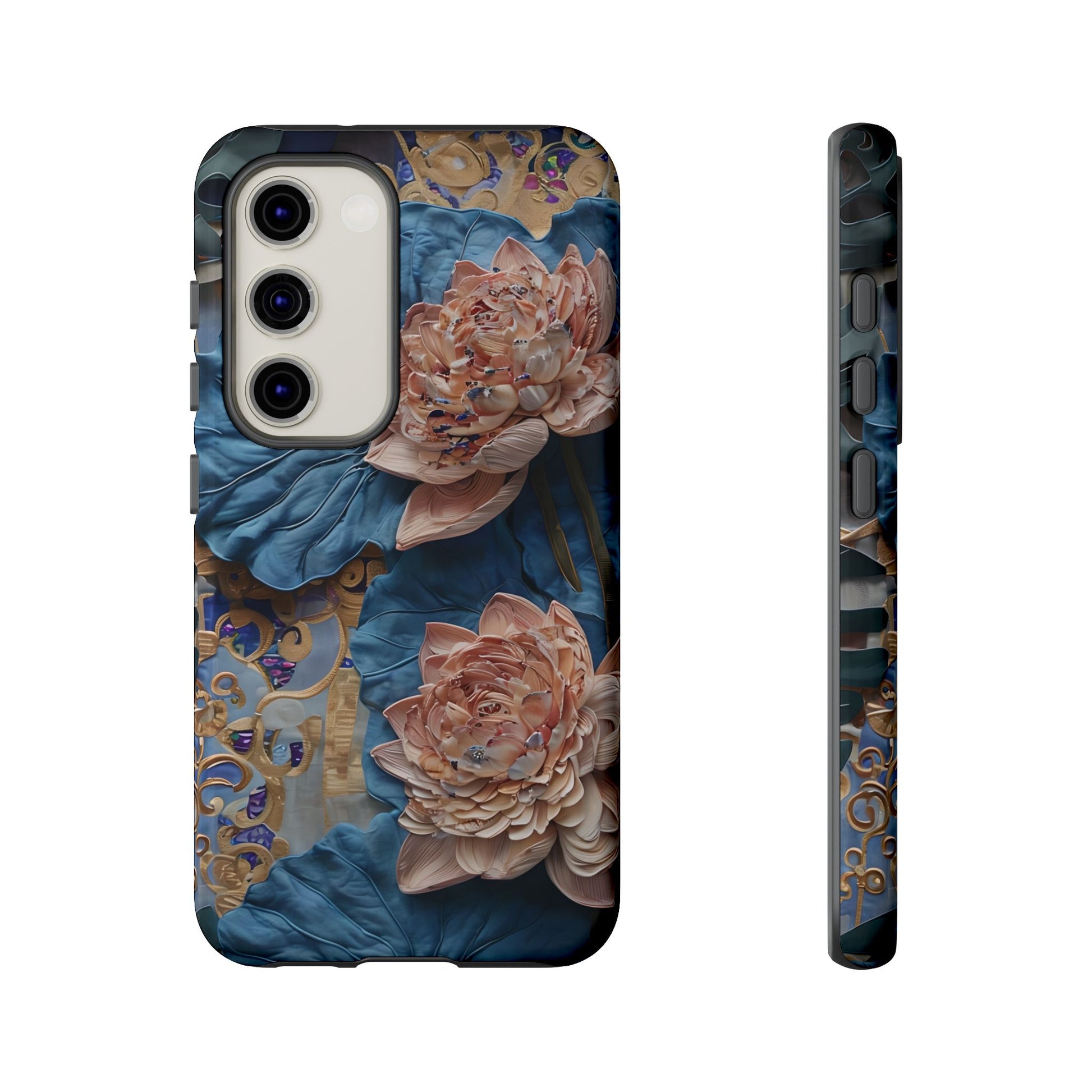 Peony Midnight Tapestry - Samsung Galaxy S23 - Elegant Blue & Blush Artful Phone Cover