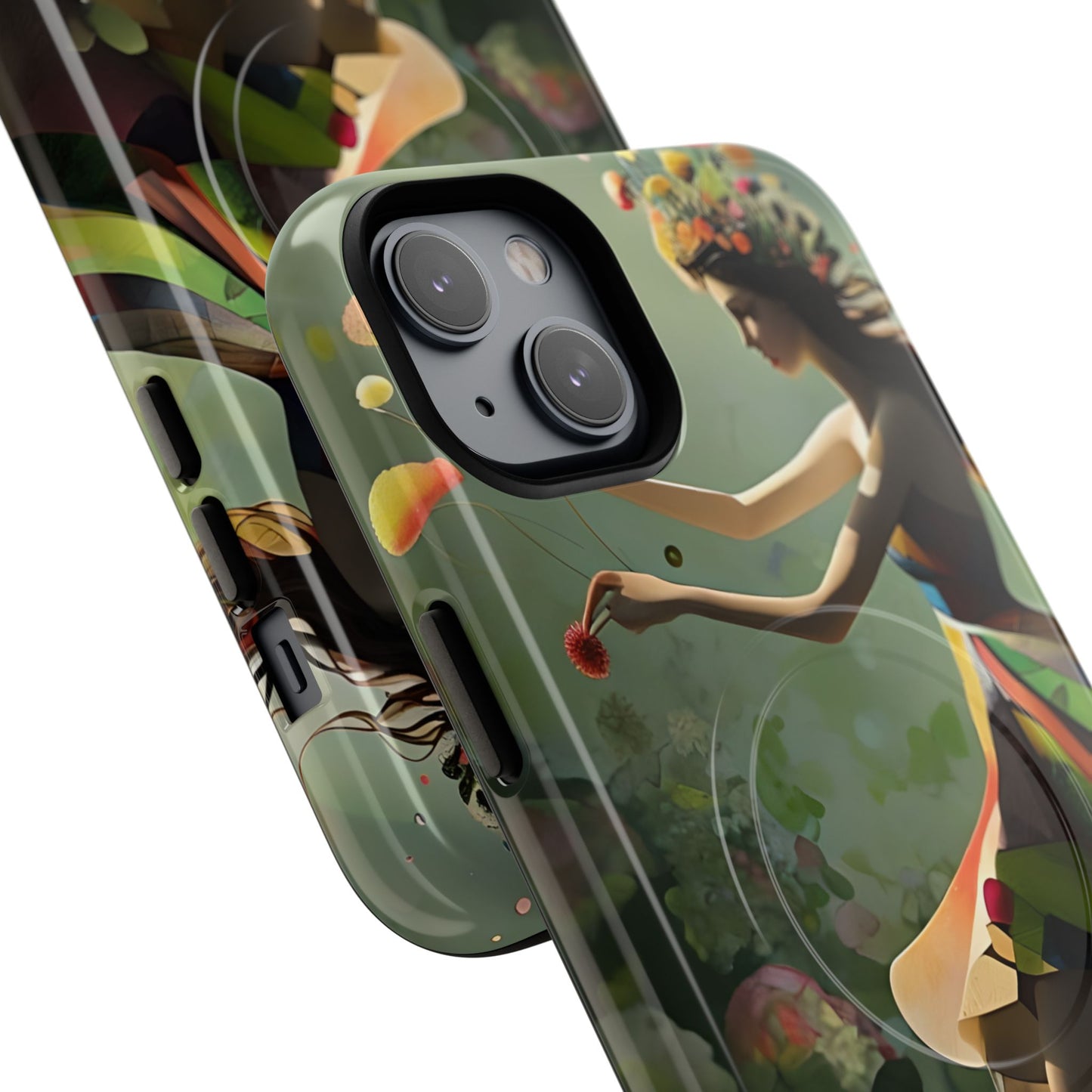 Dancing Wildflower Muse iPhone - Artistic Floral Fantasy Cover - MagSafe Compatible - Whimsical Nature-Inspired Protective Accessory