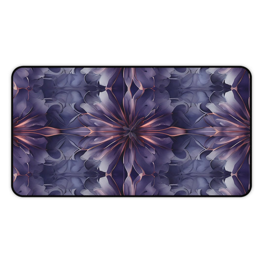Twilight Tapestry desk mat featuring intricate indigo and violet tapestry pattern