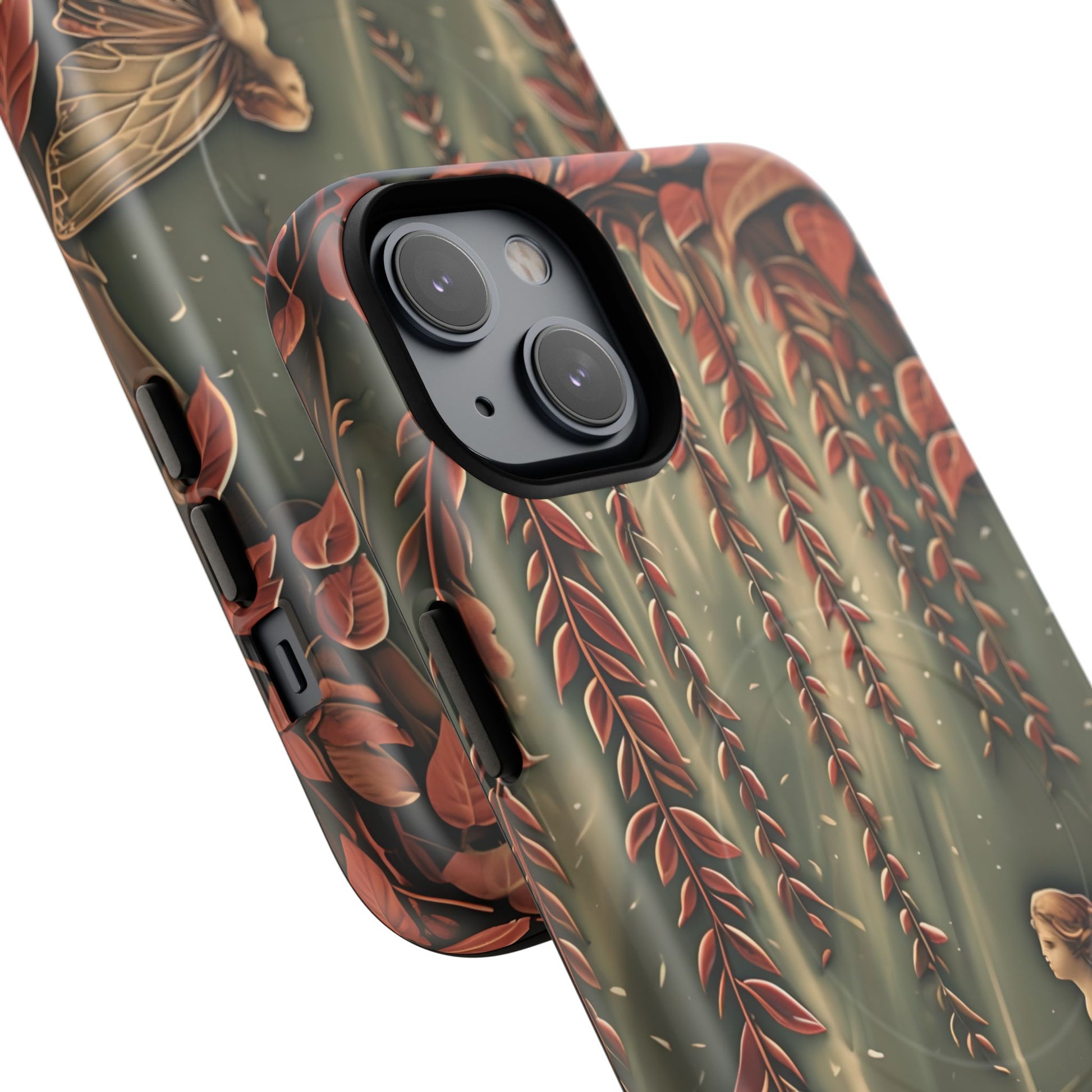 Willow Whisper - Tranquil Nature Art iPhone 14 Plus MagSafe Phone Case - Serene Willow Tree & Meditative Figure Design