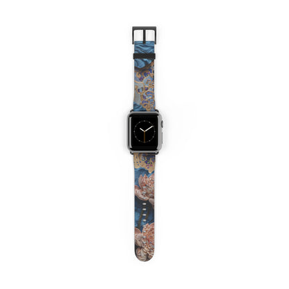 Peony Midnight Tapestry Designer Apple Watch Band - Premium Custom Strap for Series 1-9, SE & Ultra - Artistic Vegan Leather