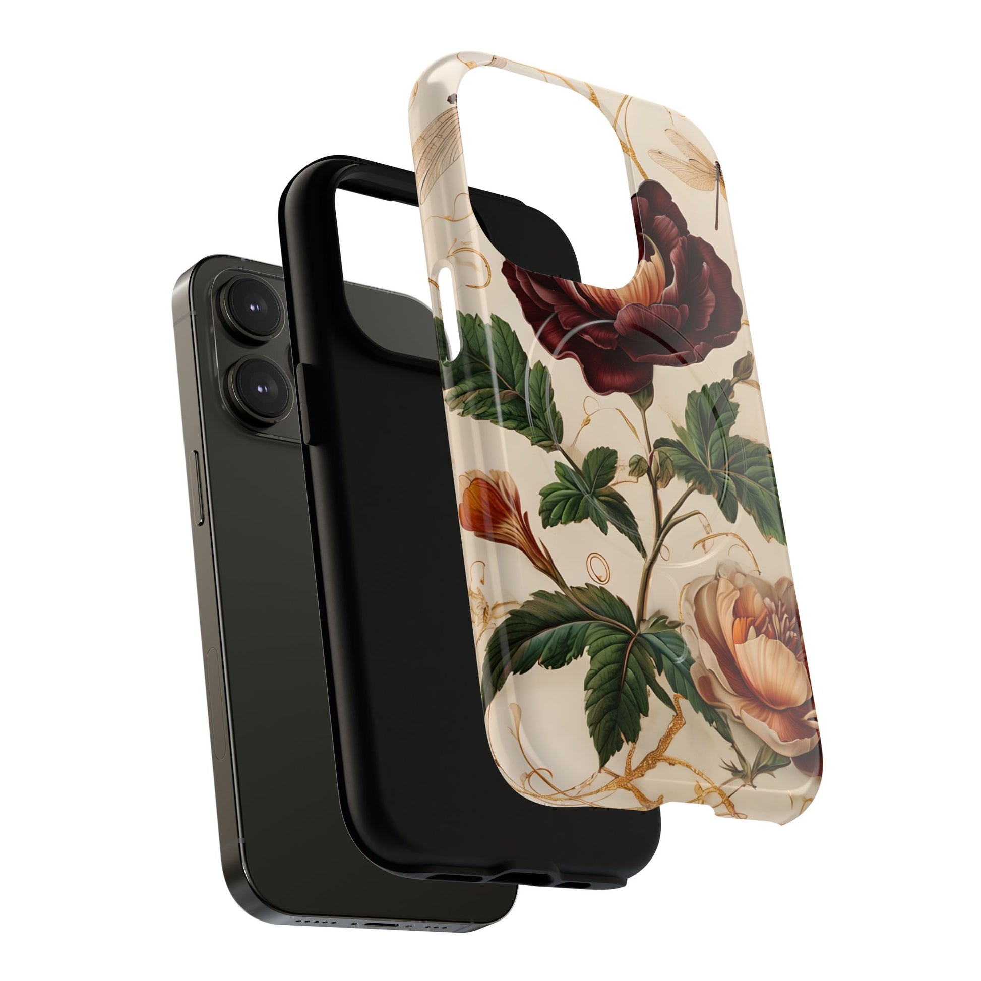 Vintage Burgundy Rose - Elegant Floral iPhone 14 Pro Phone Case - Classic Painterly Rose Design