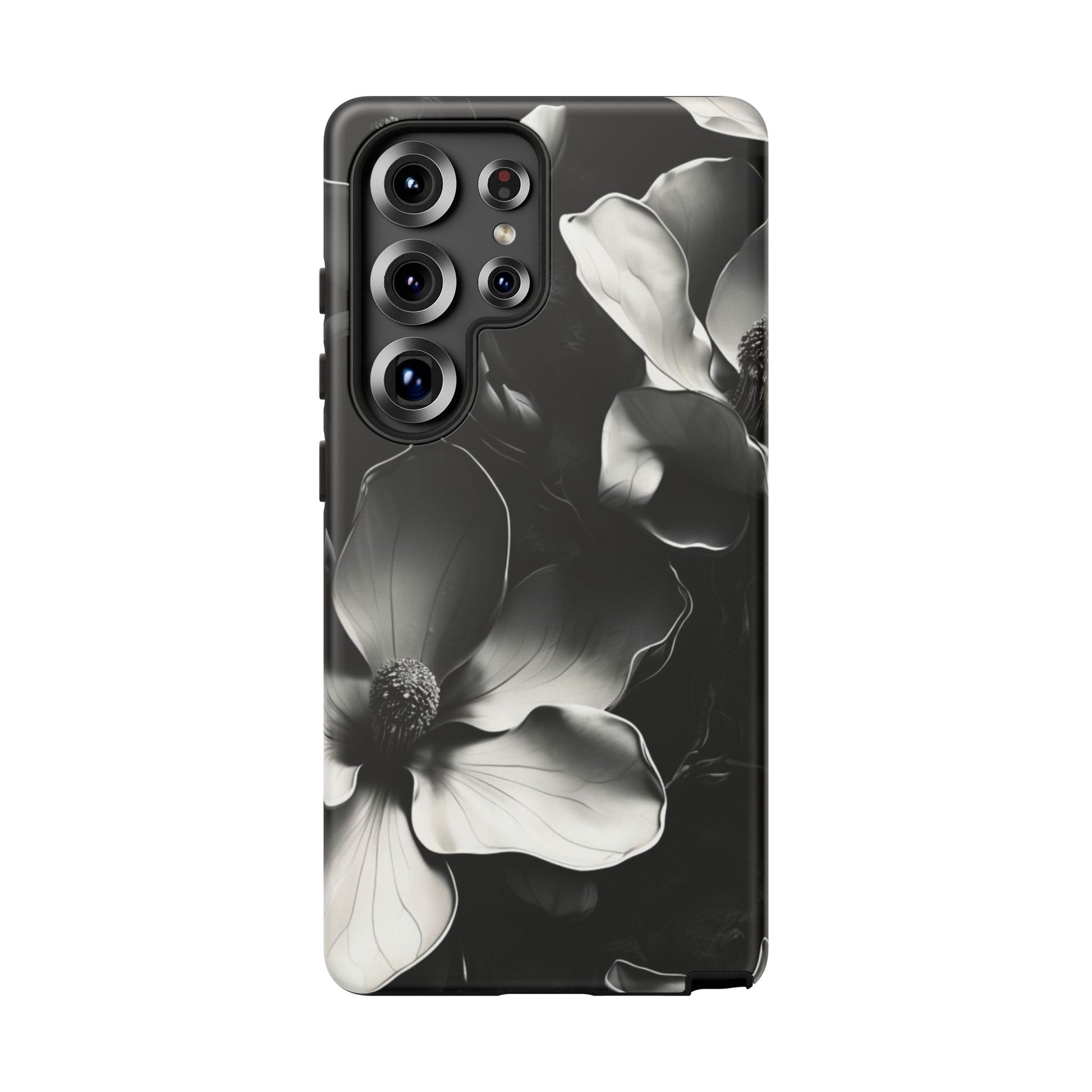 Monochrome Magnolia - Elegant Black & White Floral Samsung Galaxy S25 Ultra Tough Phone Case - Artistic Magnolia Design