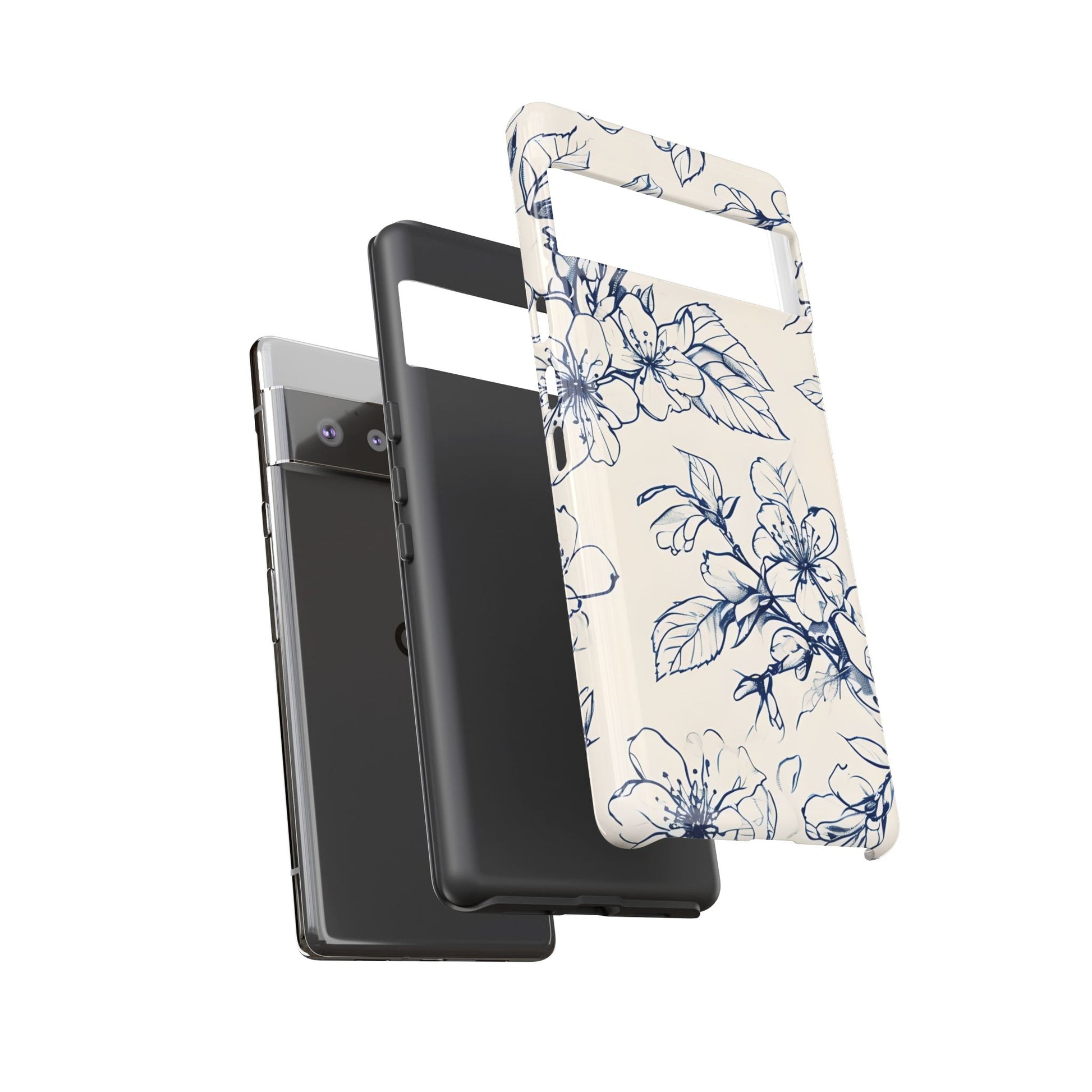 Blossom Sketch - Artistic Blue Floral Google Pixel 6 Pro - Tough Phone Case - Hand-Drawn Botanical Design
