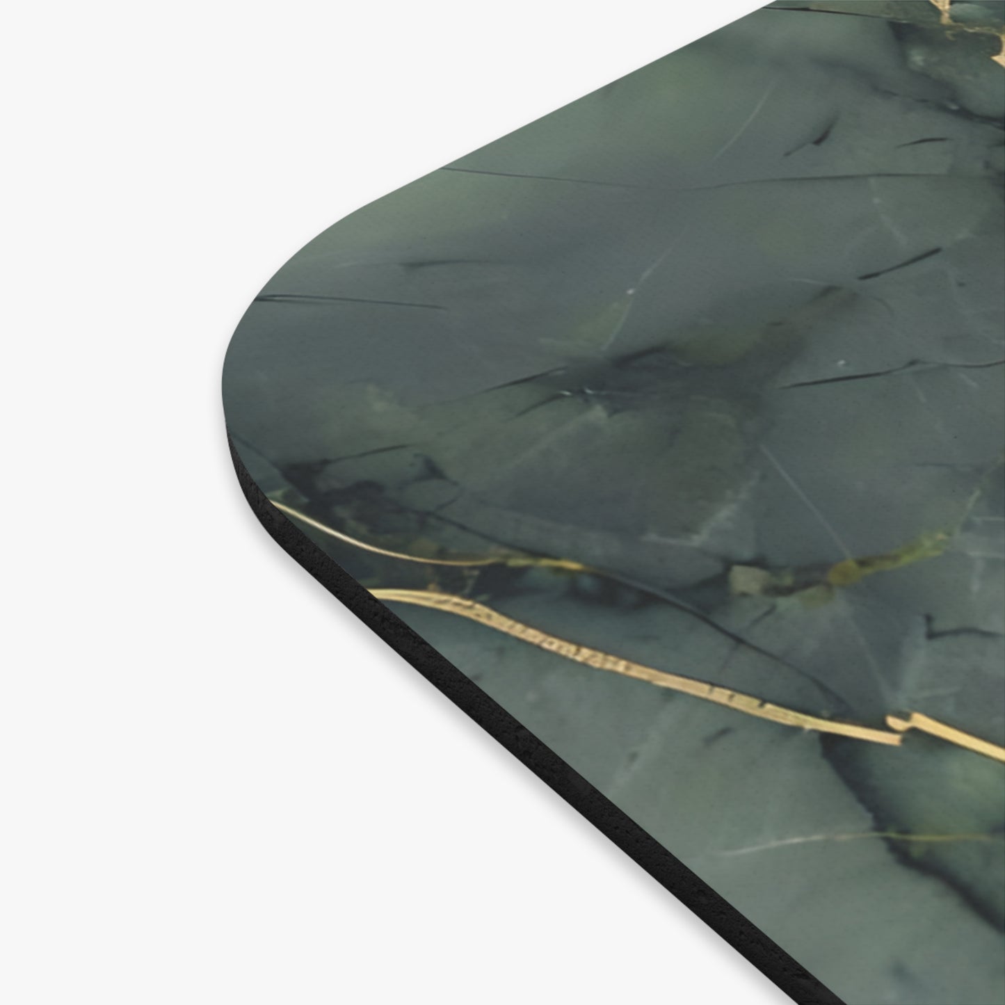 Close-up of Verdant Vein mouse pad showing printed marble vein design detail
