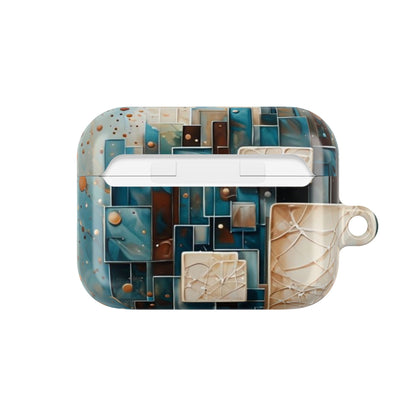 Architectural Drift AirPods Case - Modern Geometric Teal & Parchment Design for Gen 1, 2, 3, Pro Gen 1 & 2