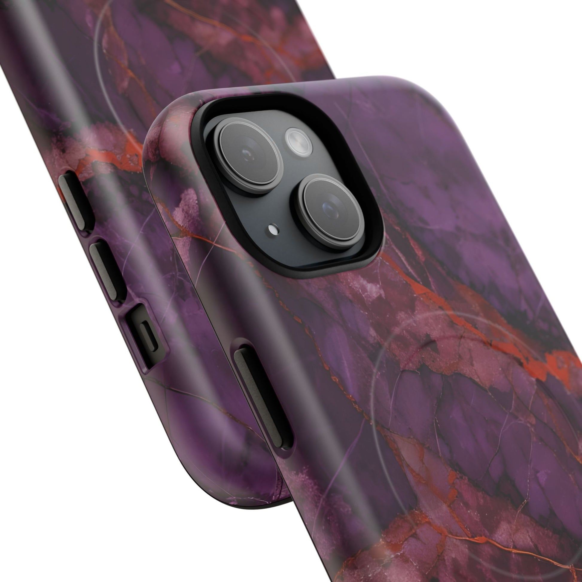 Amethyst Current - Kaleidoscope Collection Artistic Floral Burst - iPhone 15 MagSafe Phone Case - Bold Purple Symmetrical Design