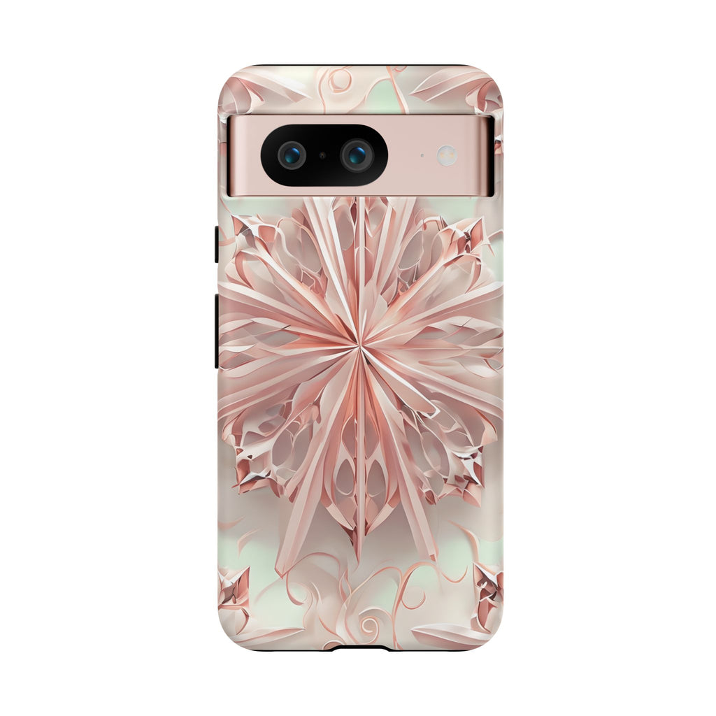 Blush Frost from our Kaleidoscope Collection - Google Pixel 8 tough case - Soft Pink Geometric Floral Design