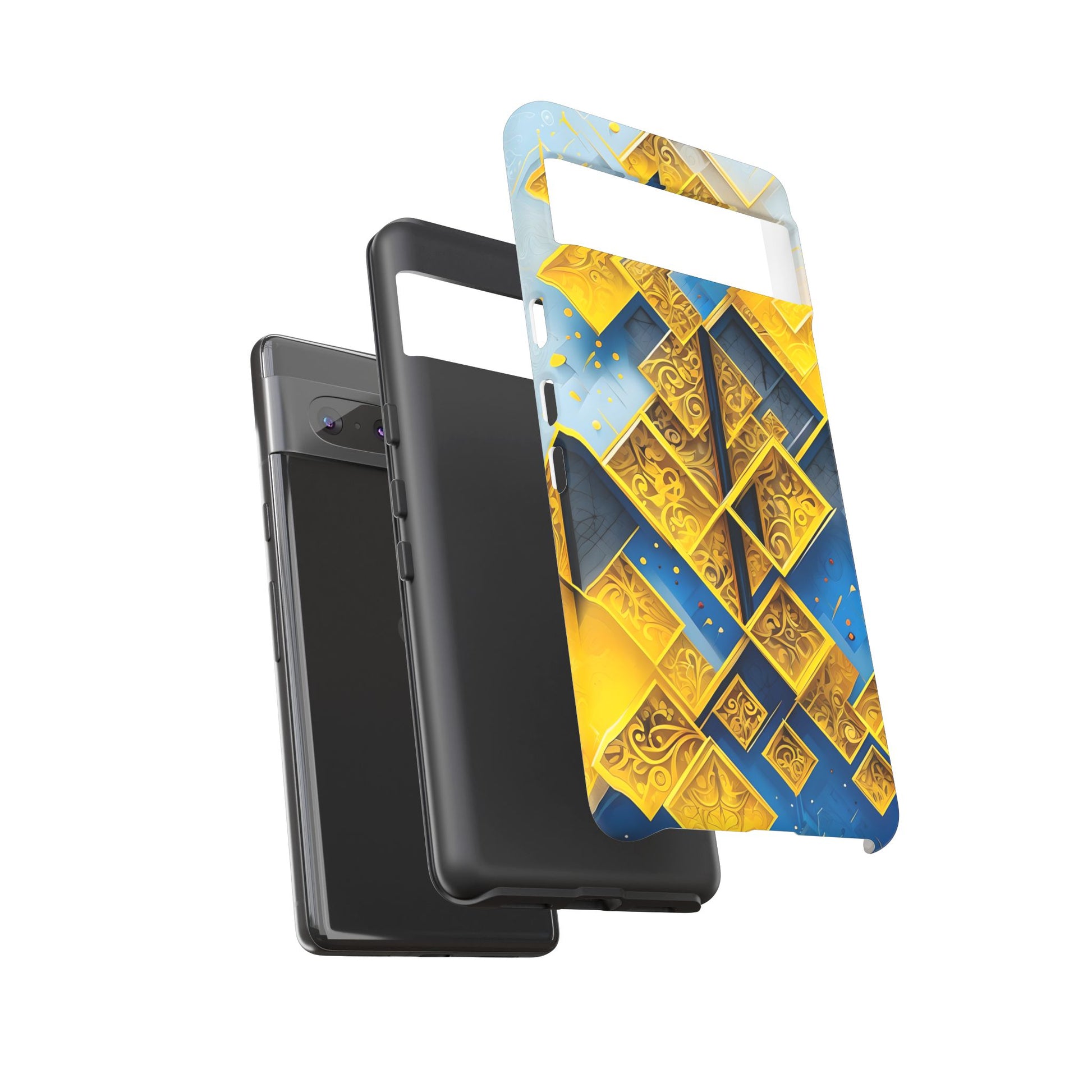 Golden Ascent Luxe Geometric Google Pixel 7 Tough Case - Elegant Abstract Gold Design
