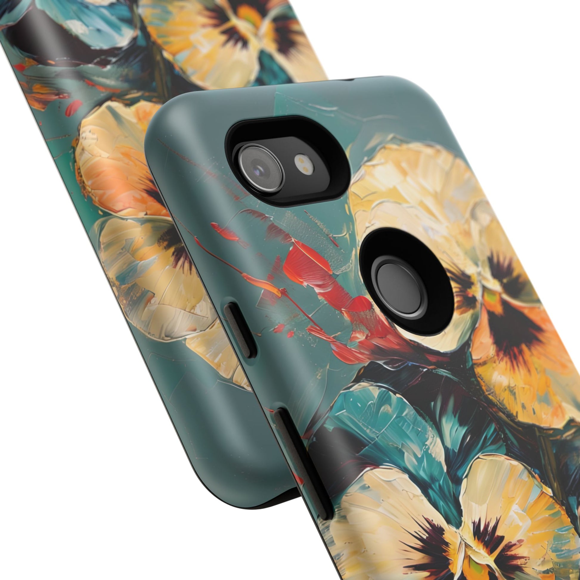 Golden Pansy Cascade Tough Case for Google Pixel 3a - Floral Artistic Shockproof Cover, Elegant Protective Phone Case