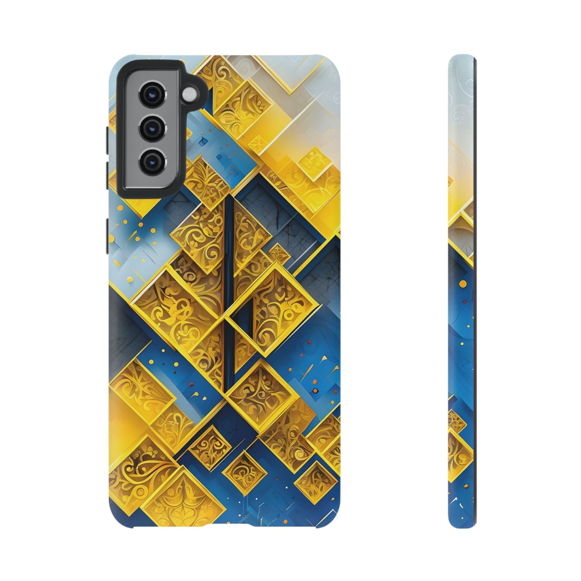 Golden Ascent Luxe Geometric Samsung Galaxy S21 Plus Tough Case - Elegant Abstract Gold Design