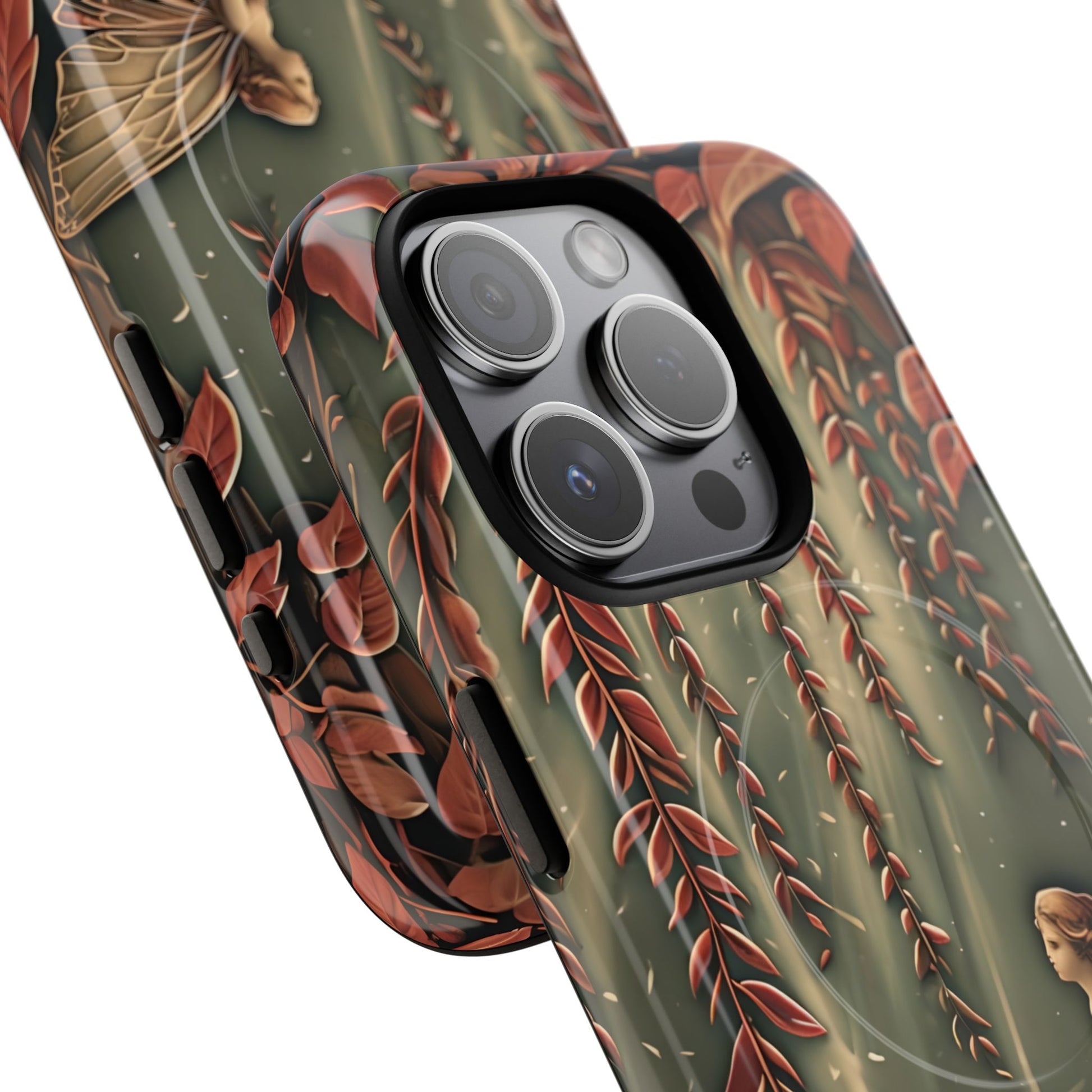 Willow Whisper - Tranquil Nature Art iPhone 15 Pro MagSafe Phone Case - Serene Willow Tree & Meditative Figure Design
