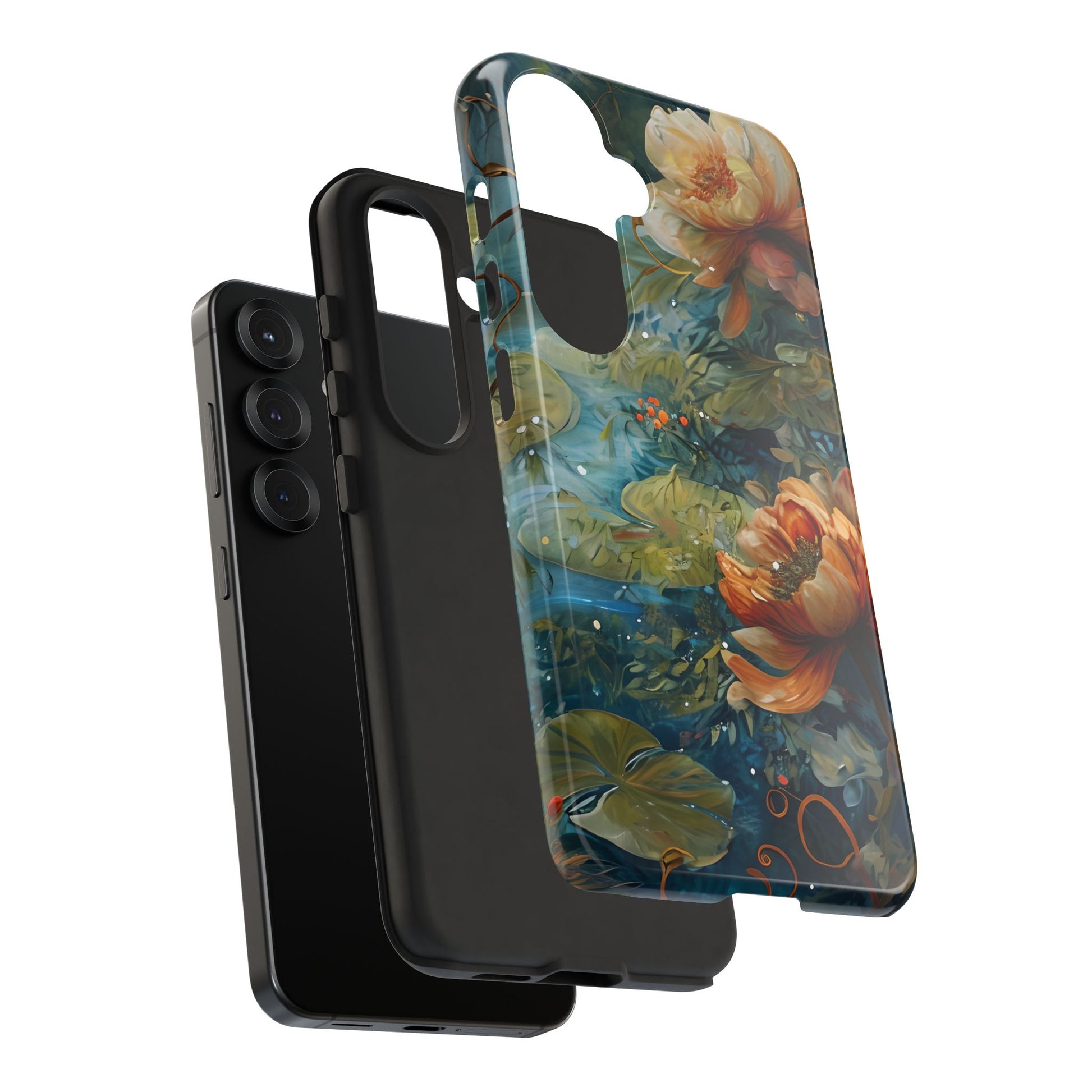 Waterlily Nocturne Samsung Galaxy S25 Case - Artistic Mountain Lake Design, Nature-Inspired Protective Cover, Elegant Gift for Outdoor Lovers