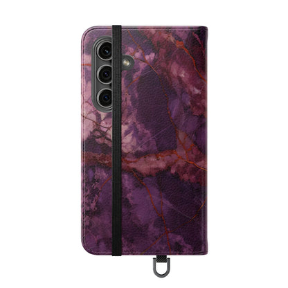 Amethyst Current Wallet Phone Case - Elegant Purple Marble Flip Cover for Samsung Galaxy