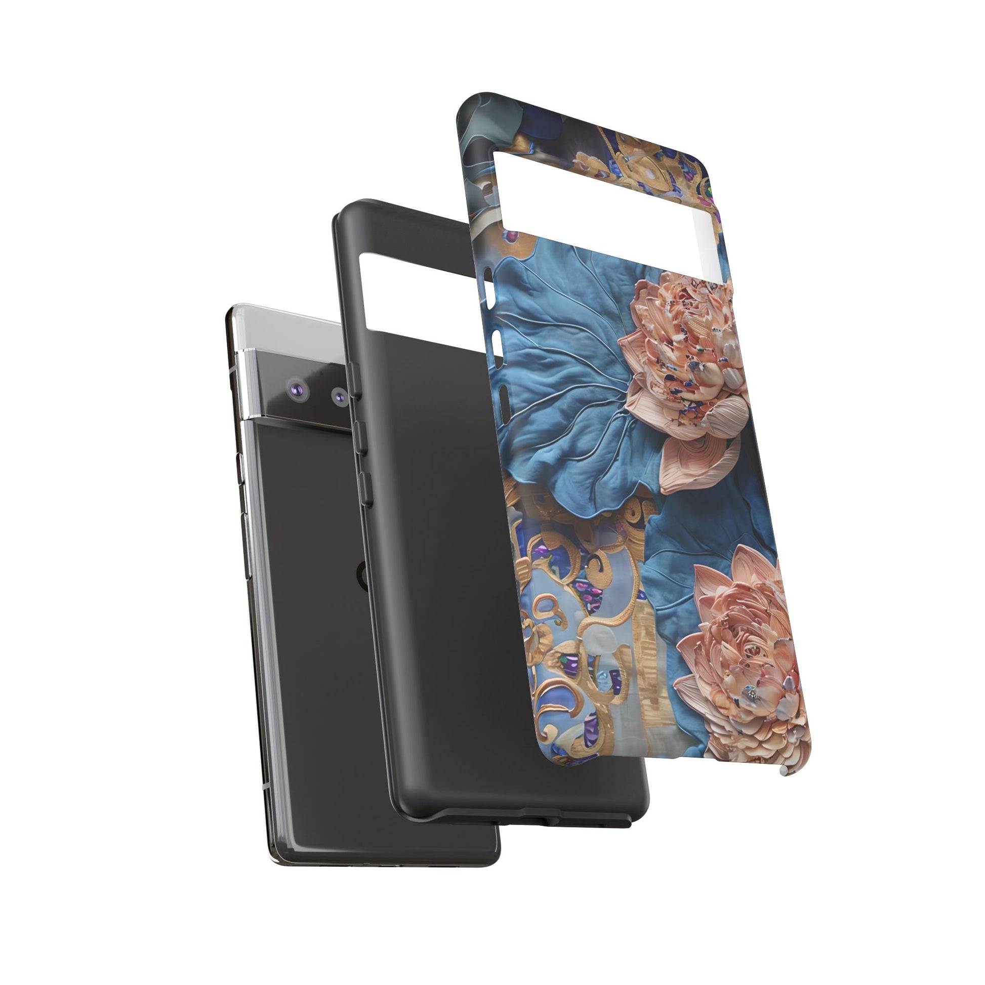 Peony Midnight Tapestry - Google Pixel 6 Pro - Elegant Blue & Blush Artful Phone Cover