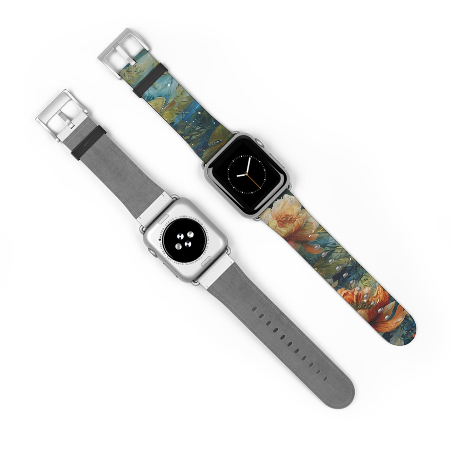 Waterlily Nocturne Apple Watch Band - Nature-Inspired Art Strap, Elegant Mountain Lake Design, Premium Gift for Outdoor Lovers