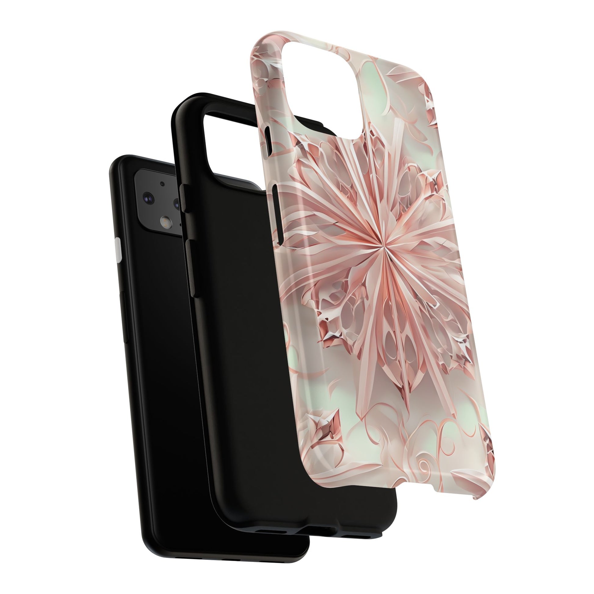 Blush Frost from our Kaleidoscope Collection - Google Pixel 4 tough case - Soft Pink Geometric Floral Design