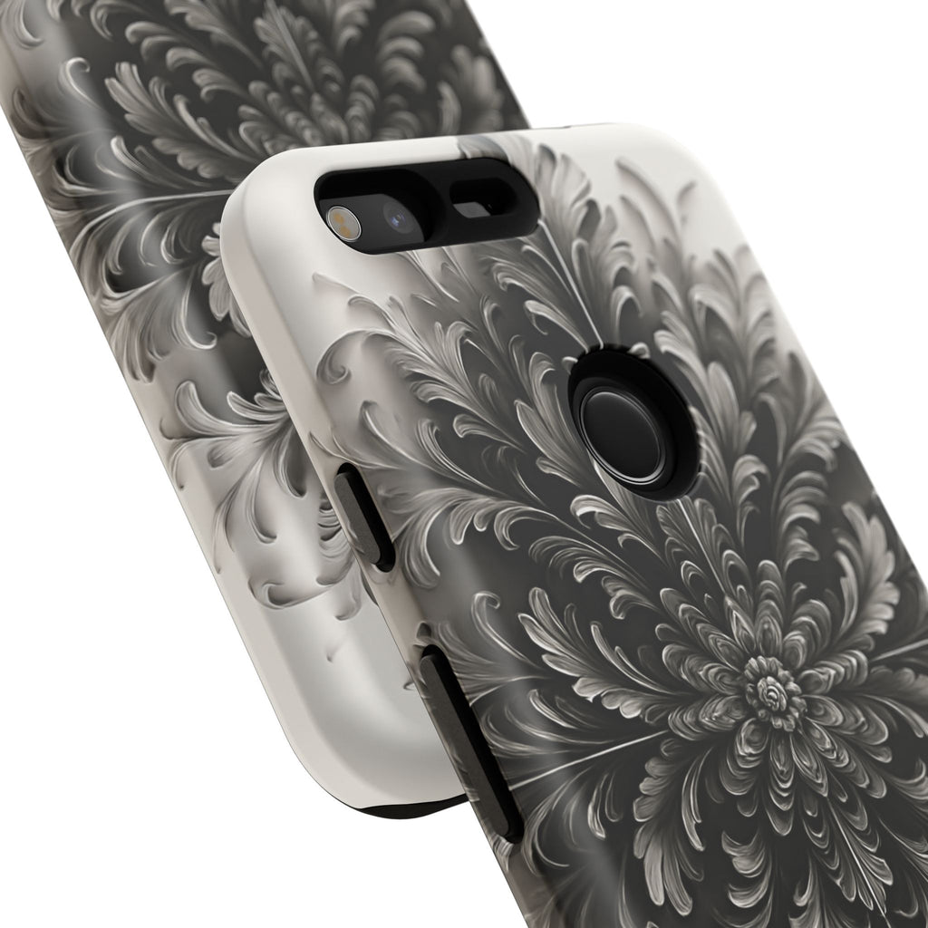 Obsidian Bloom - Elegant Black & White Google Pixel XL Phone Case - Intricate Mandala Flower Design