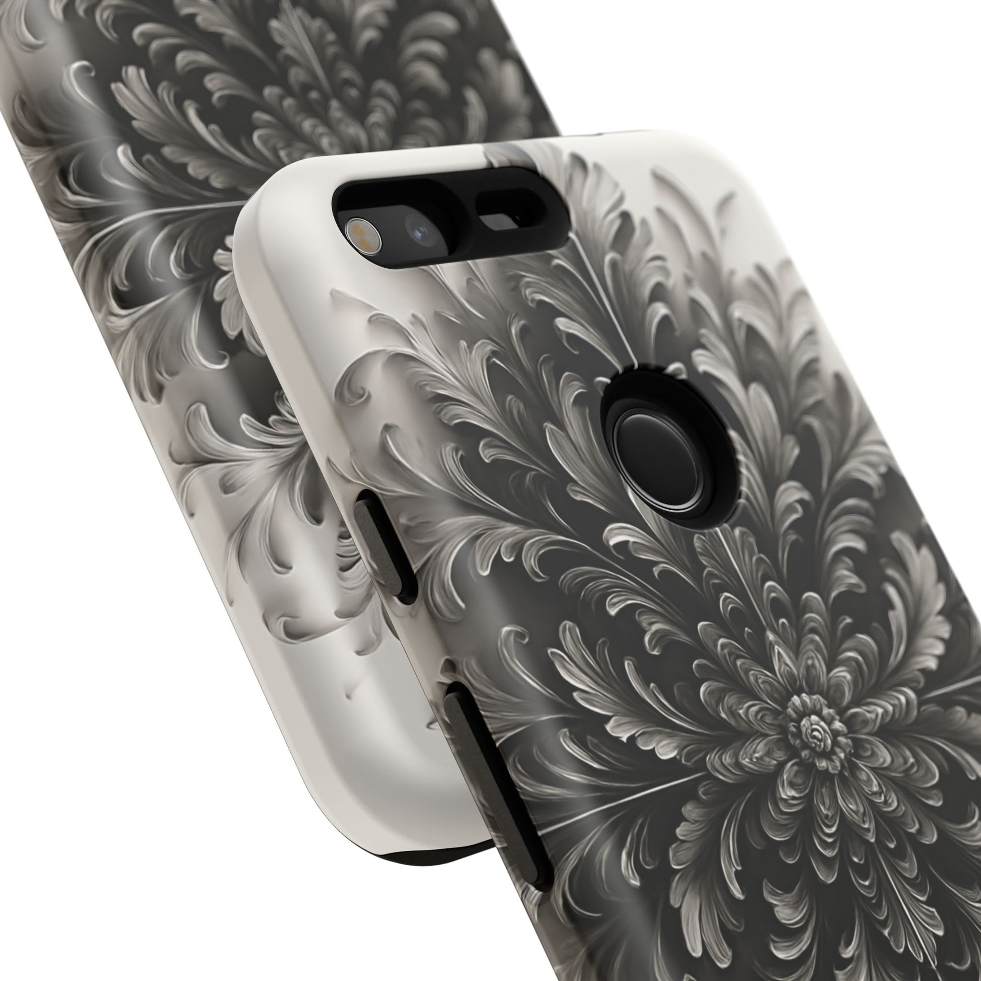 Obsidian Bloom - Elegant Black & White Google Pixel XL Phone Case - Intricate Mandala Flower Design