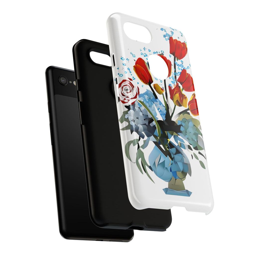 Bouquet Brilliance - Artistic Floral Google Pixel 3XL Tough Phone Case - Vibrant Tulip, Rose & Hydrangea Design