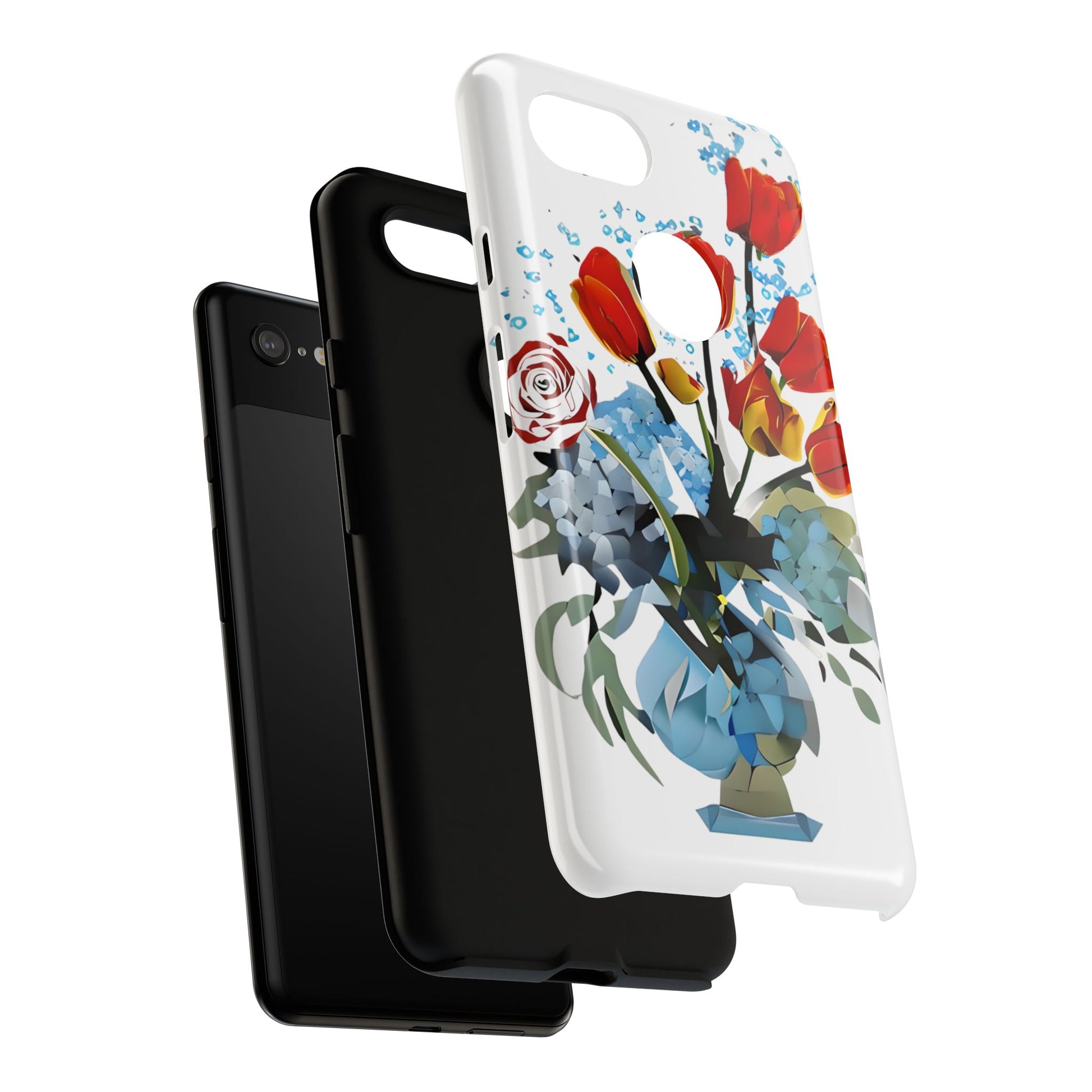 Bouquet Brilliance - Artistic Floral Google Pixel 3XL Tough Phone Case - Vibrant Tulip, Rose & Hydrangea Design