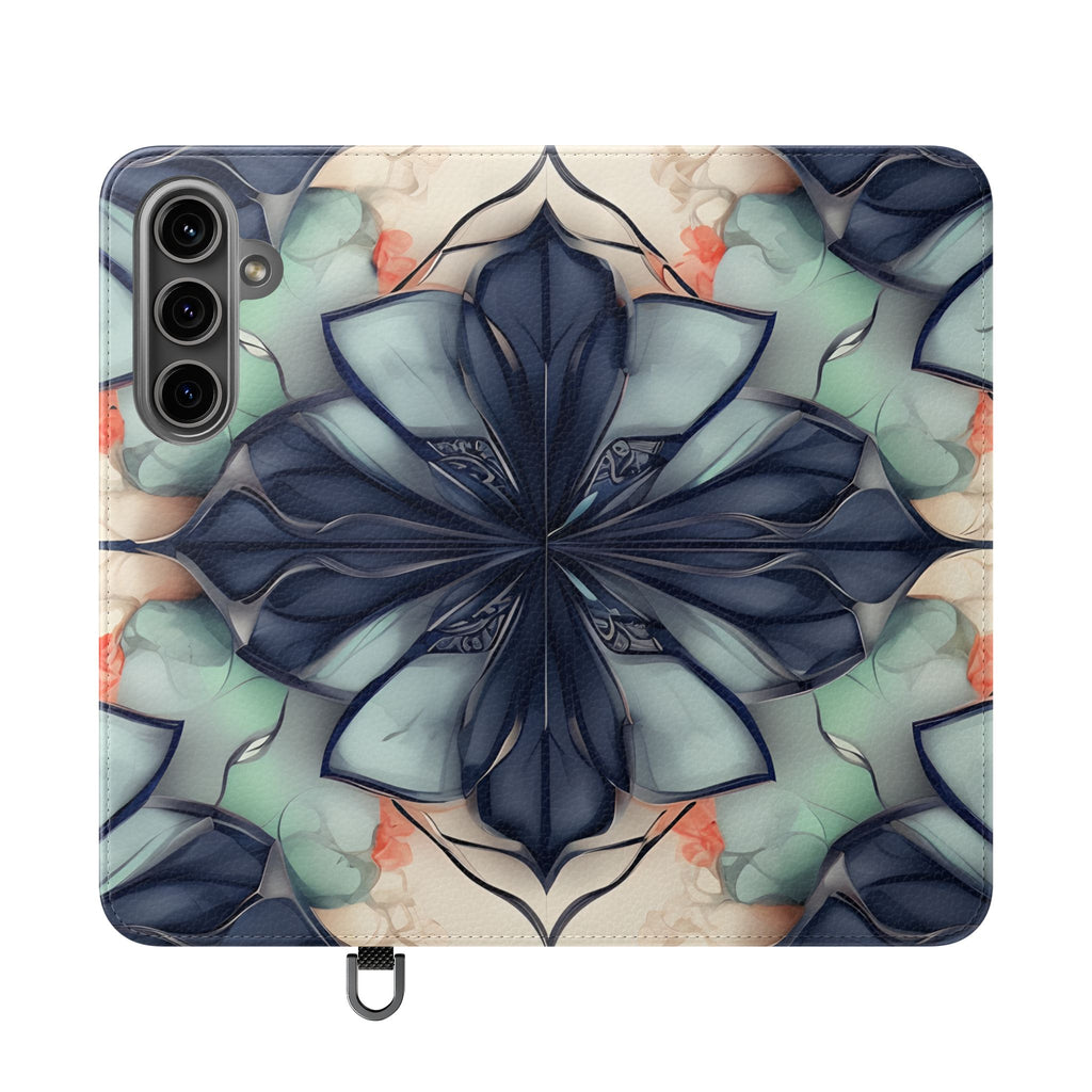 Midnight Mosaic - Abstract Floral Flip Phone Case for Samsung Galaxy S24 Plus