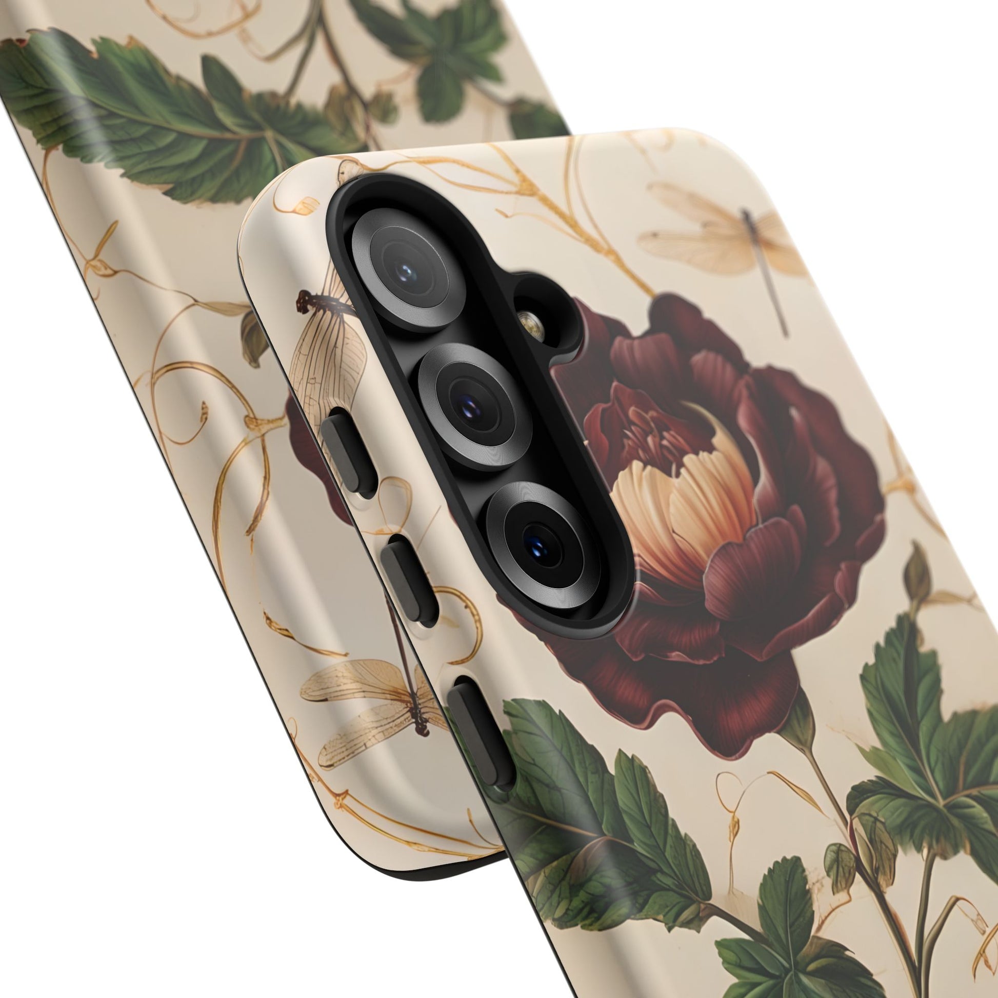 Vintage Burgundy Rose - Elegant Floral Samsung S25 Plus Phone Case - Classic Painterly Rose Design